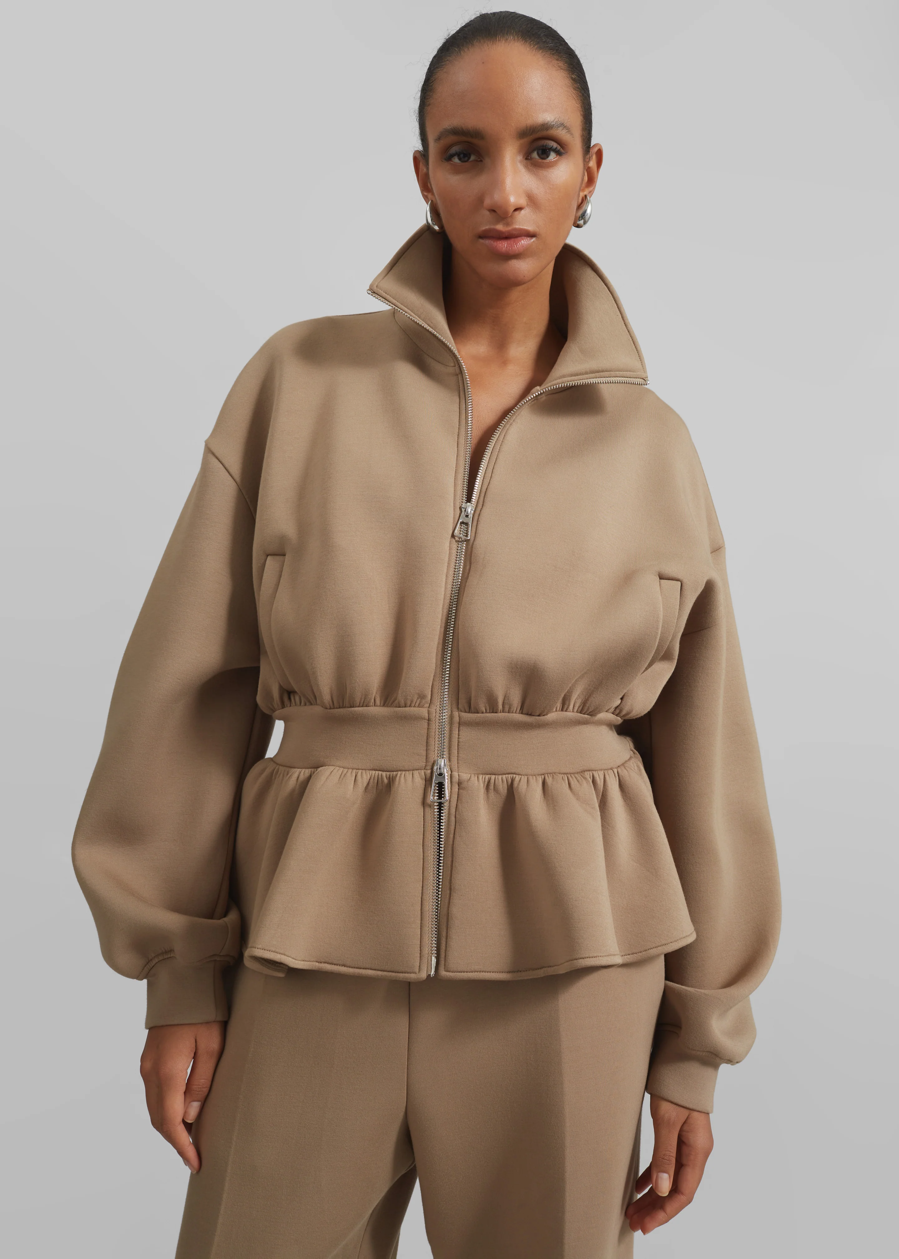 Sorelle Peplum Jacket - Camel - Image 5