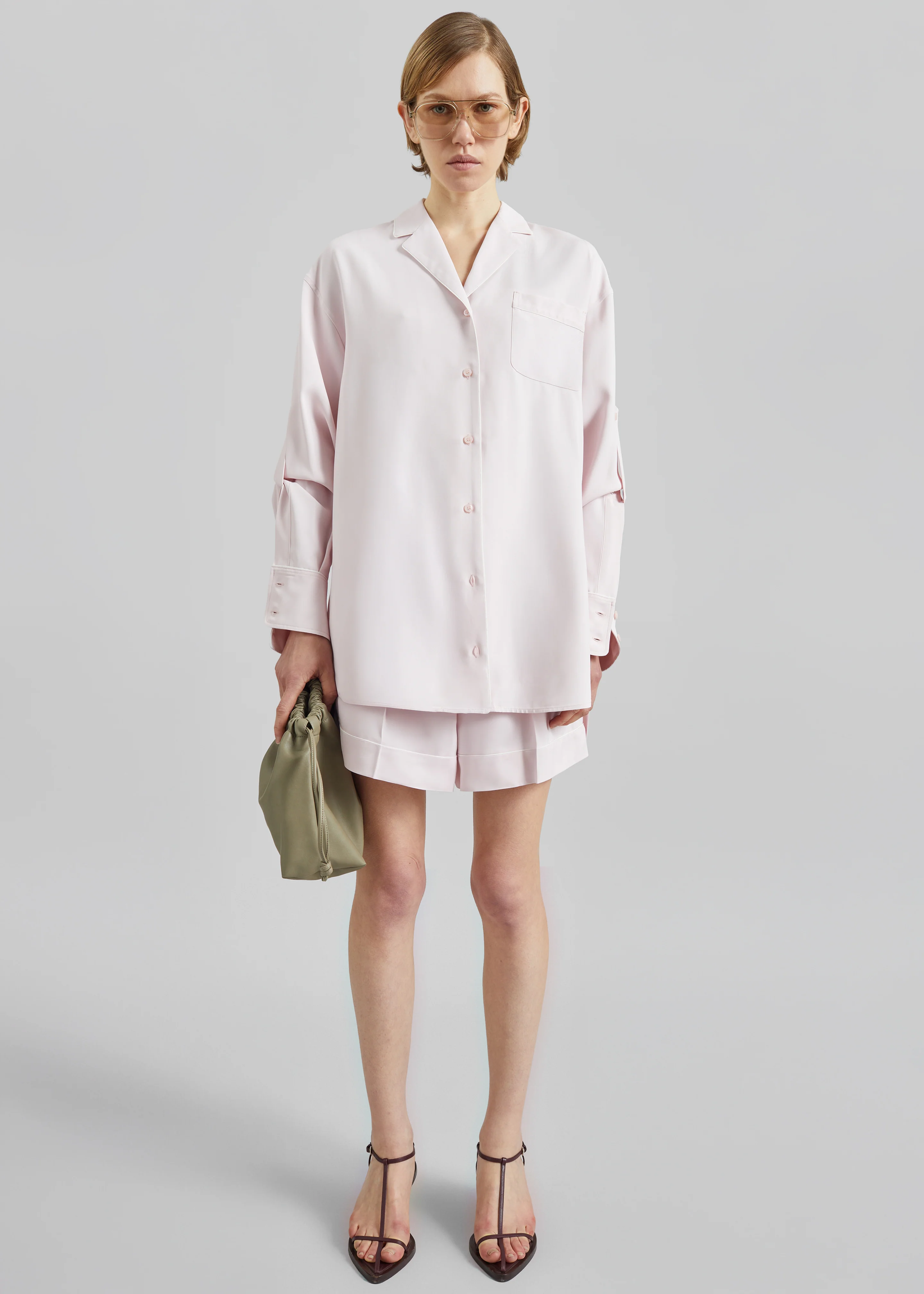 Sportmax Cocco Satin Overshirt - Pink - Image 4