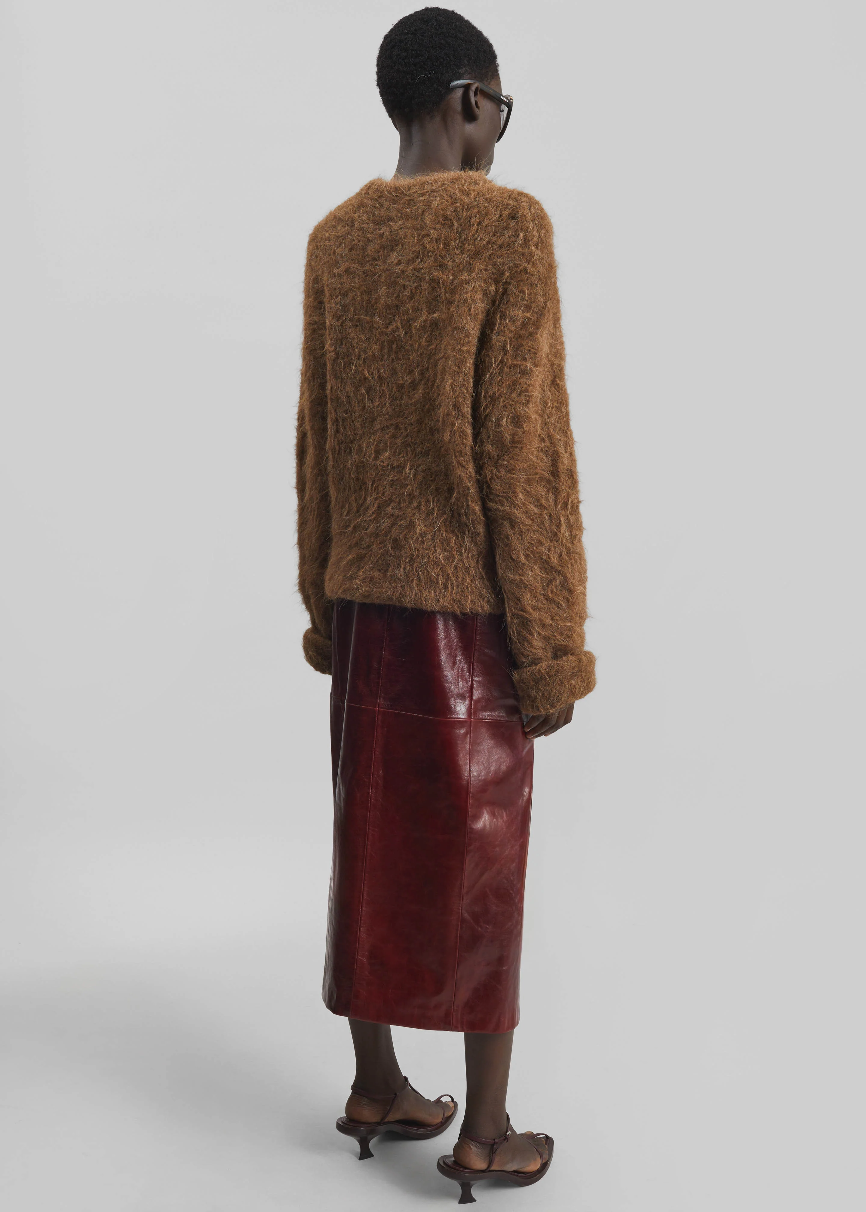 Sportmax Comma Leather Skirt - Bordeaux - Image 6