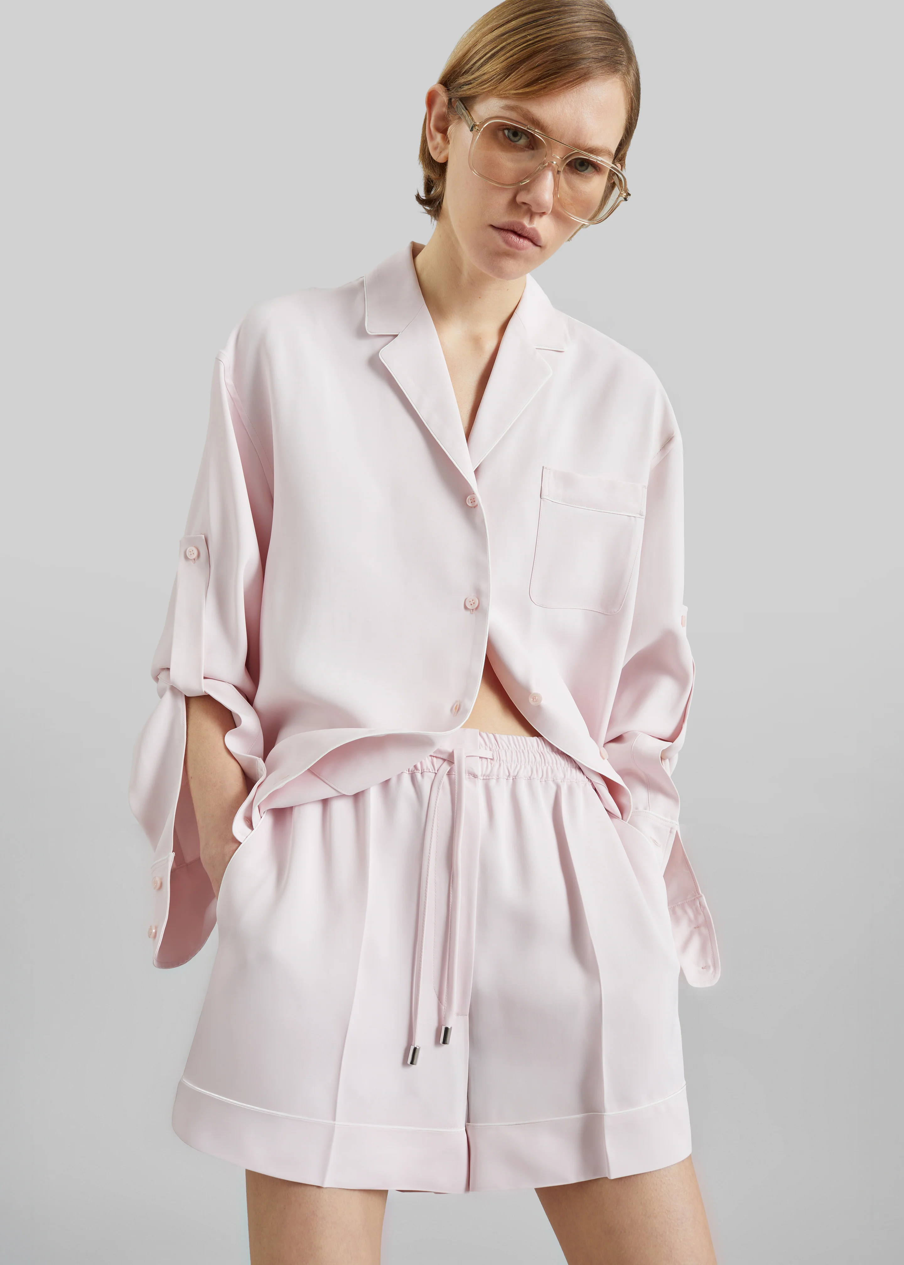 Sportmax Crespo Satin Shorts - Pink
