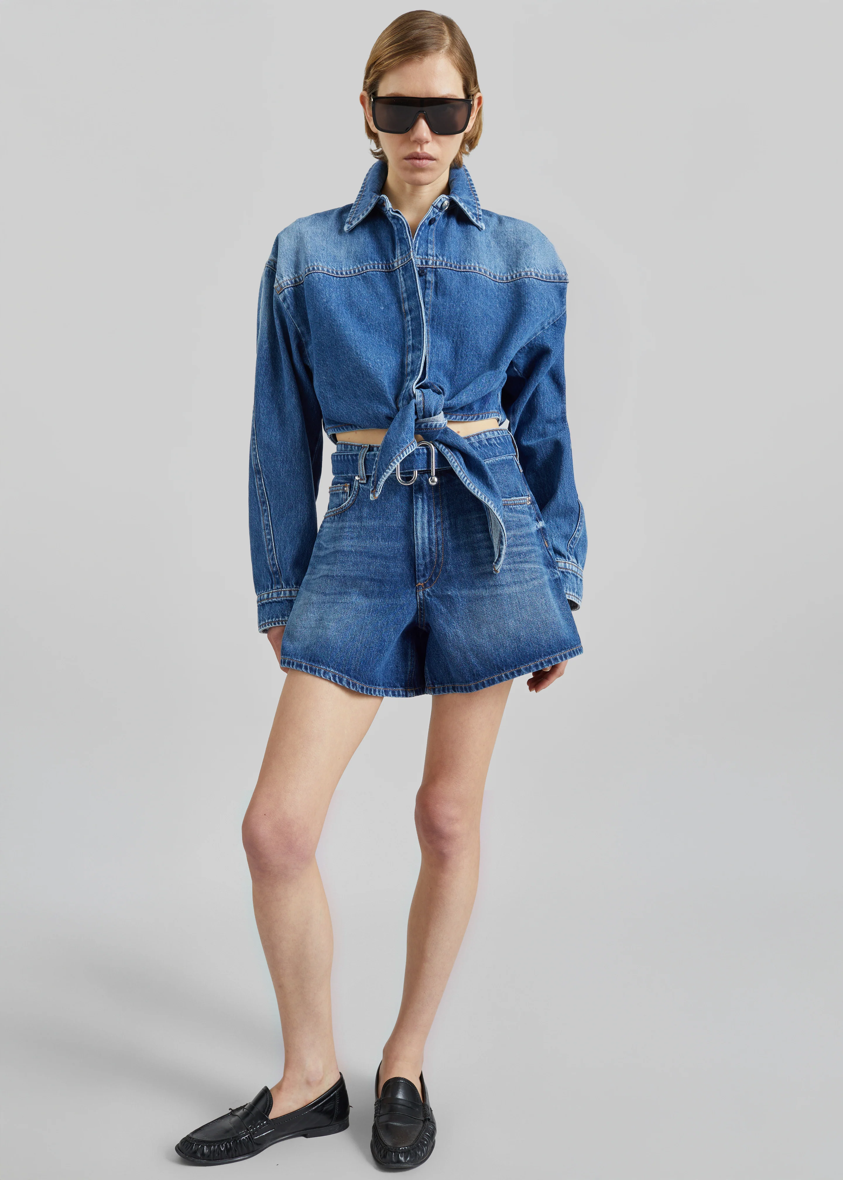 Sportmax Fiesta Denim Shorts - Midnight Blue - Image 3