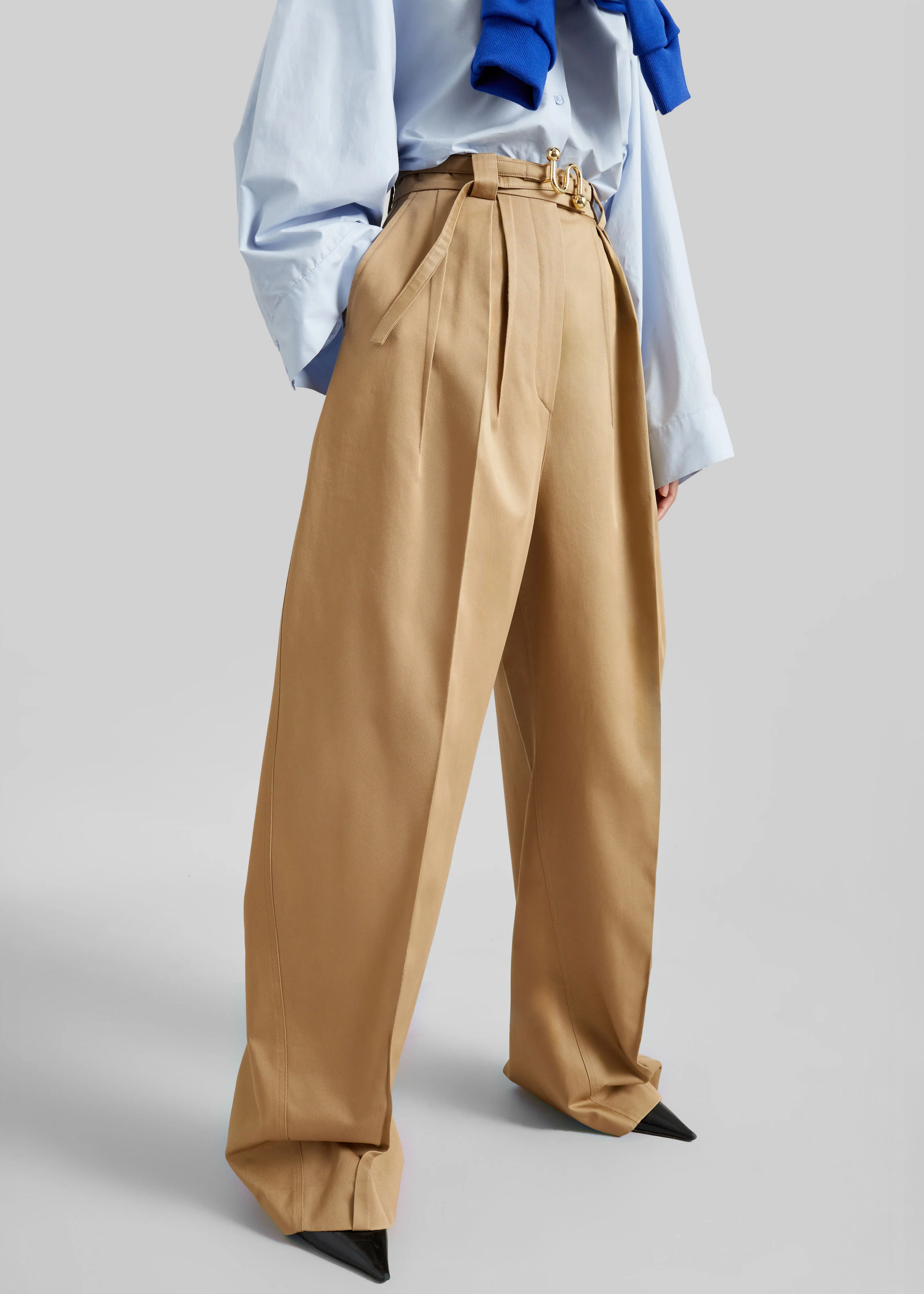 Sportmax Idoneo Oversized Gabardine Trousers - Biscuit - Image 2
