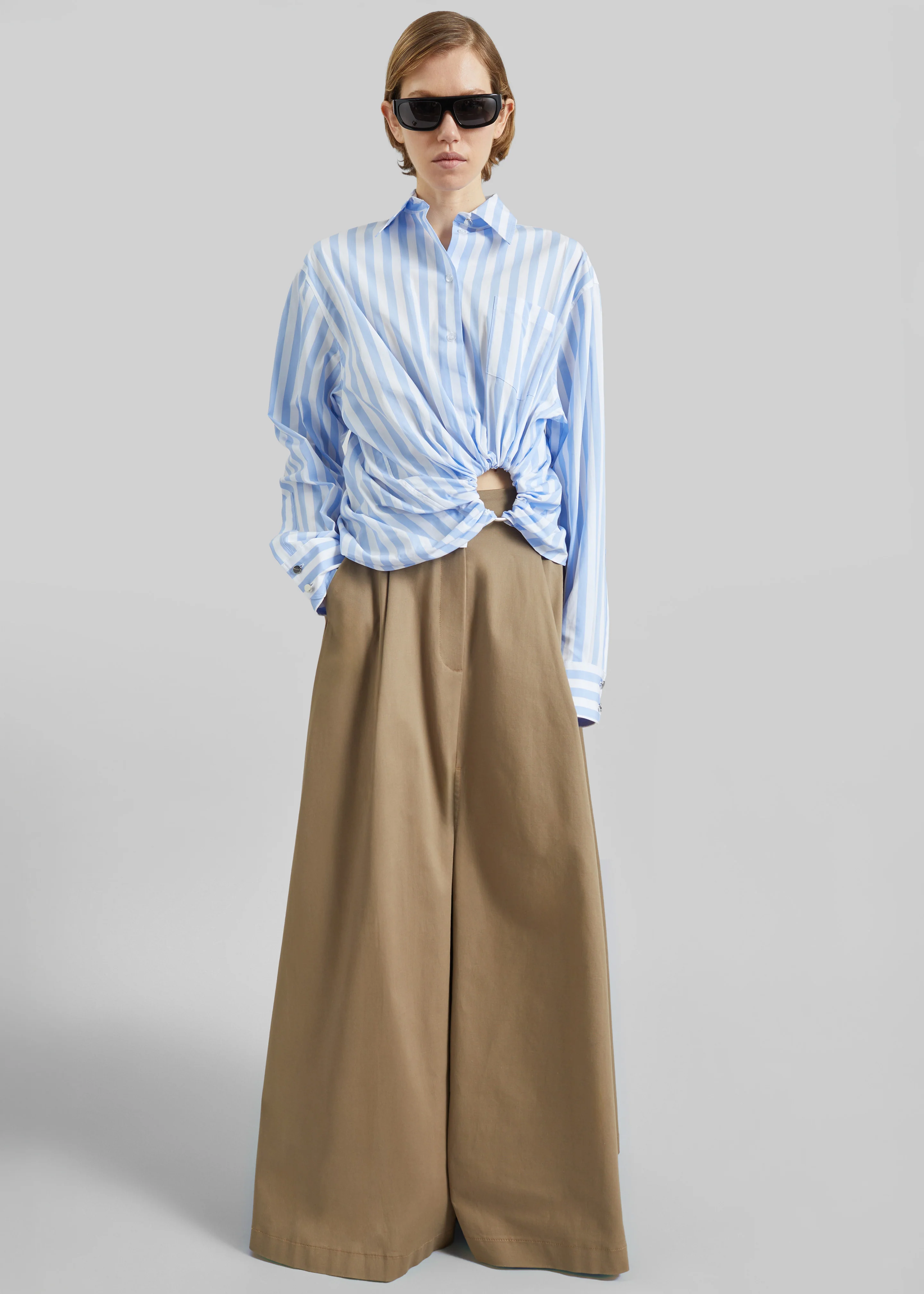 Sportmax Palmizi Striped Poplin Shirt - Light Blue/White - Image 5