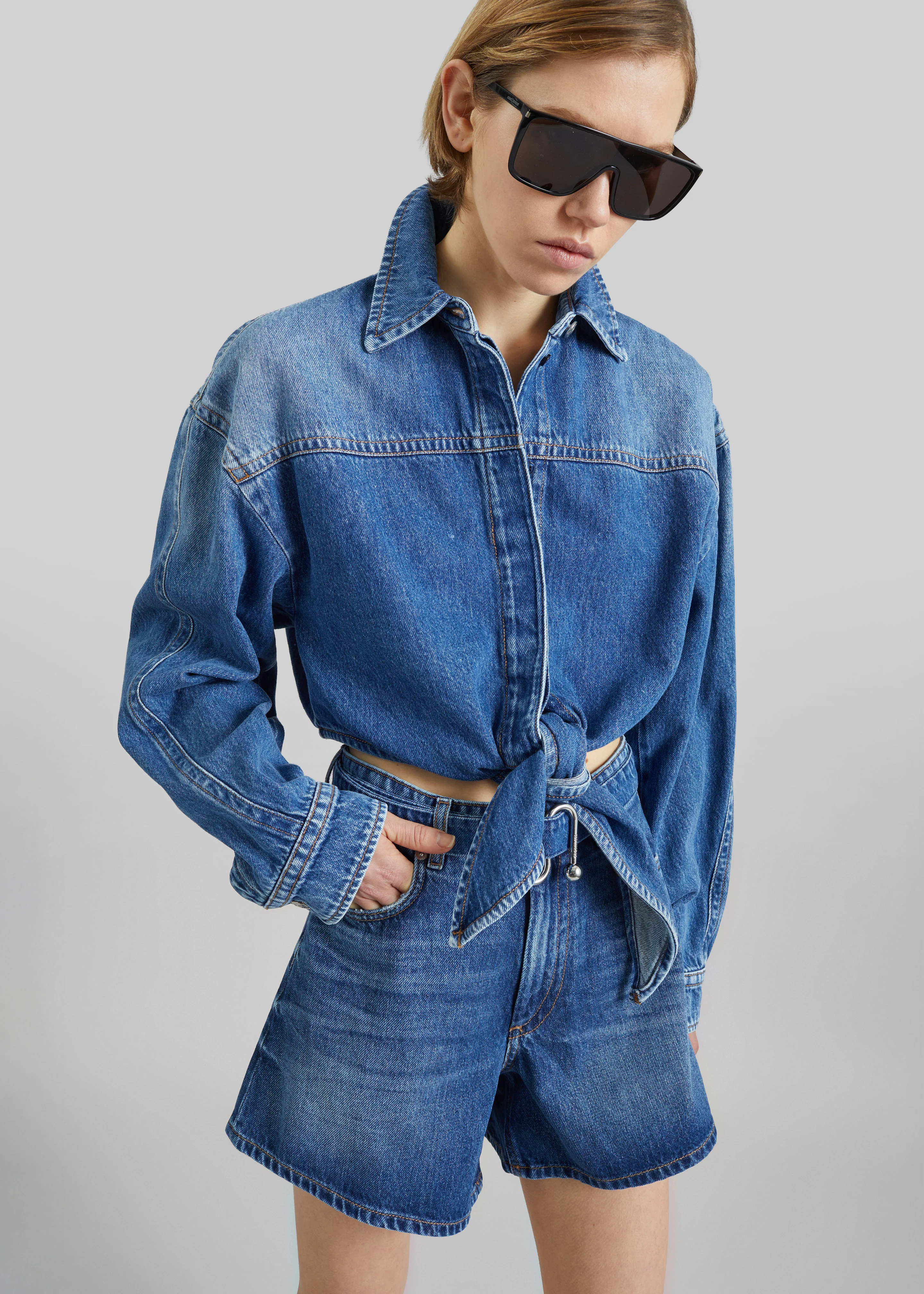 Sportmax Pevera Denim Shirt - Midnight Blue - Image 5