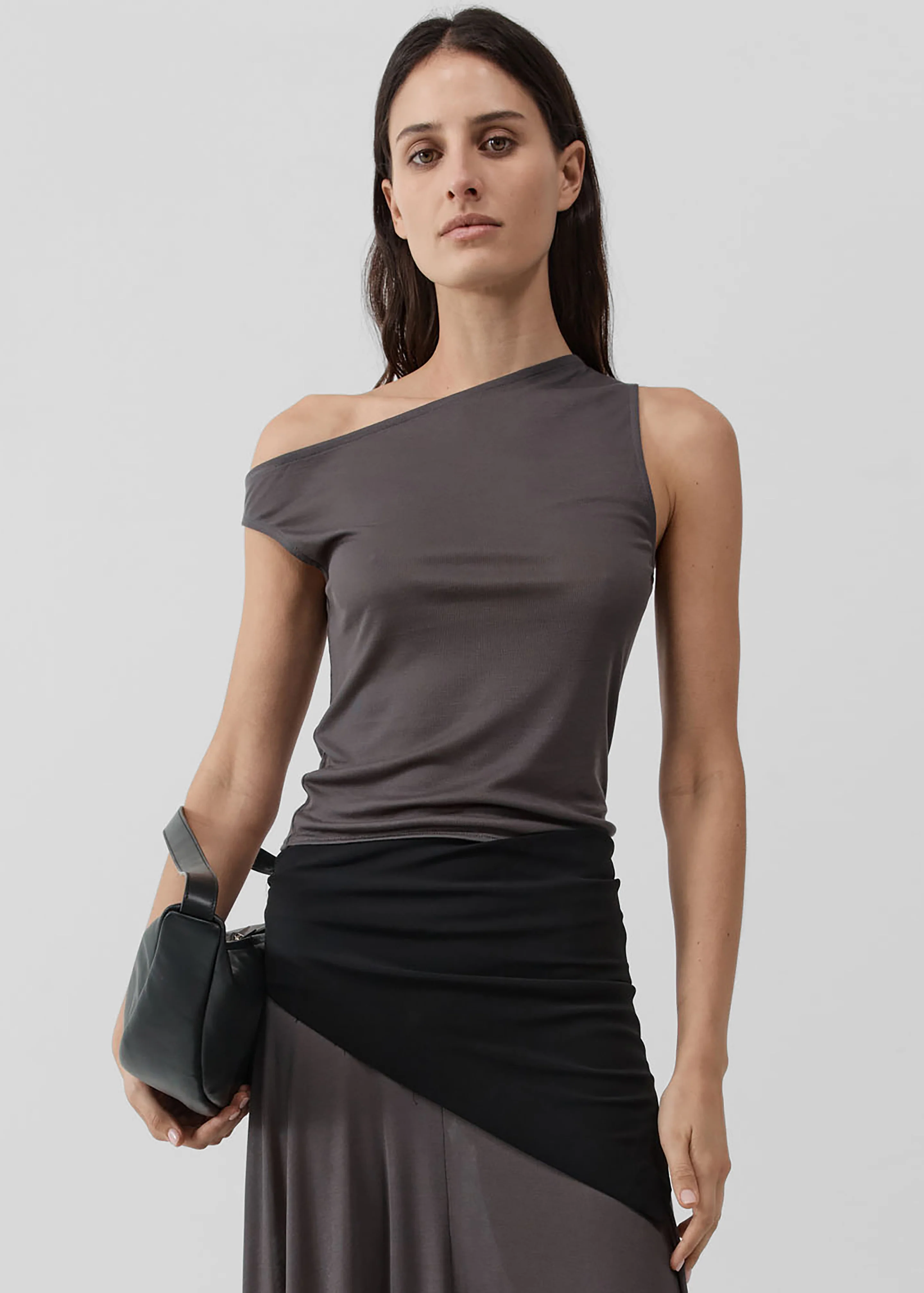 St. Agni Fine Jersey Asymm Top - Soot - Image 4