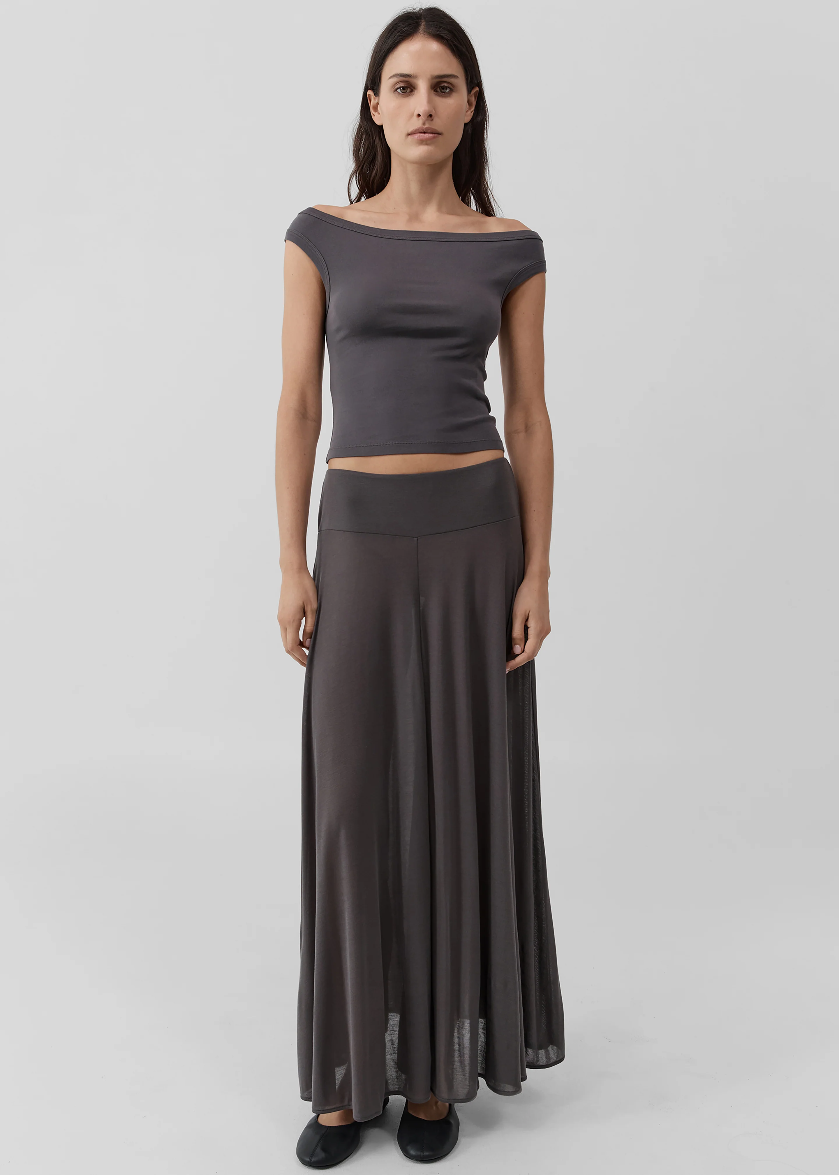 St. Agni Fluid Jersey Skirt - Soot - Image 4