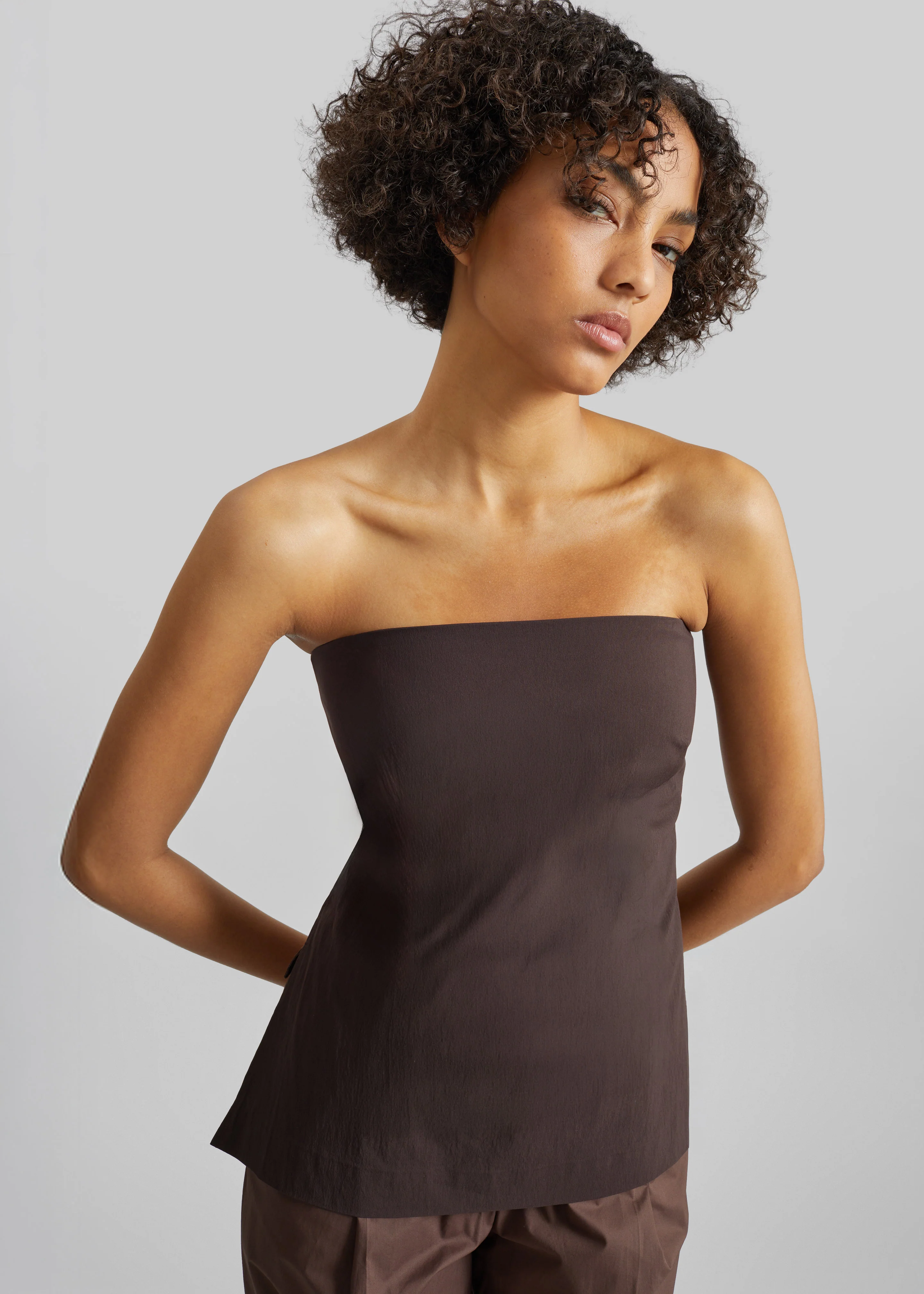 St. Agni Strapless Rouleau Tie Top - Bark - Image 6