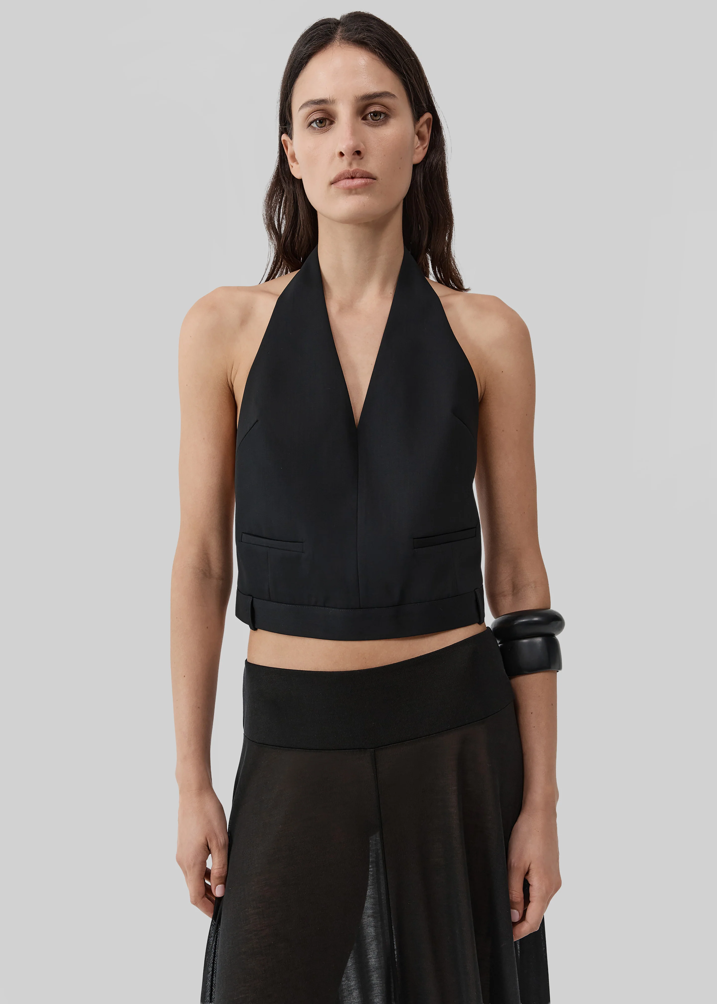 St. Agni Upside Down Halter Top - Black - Image 4