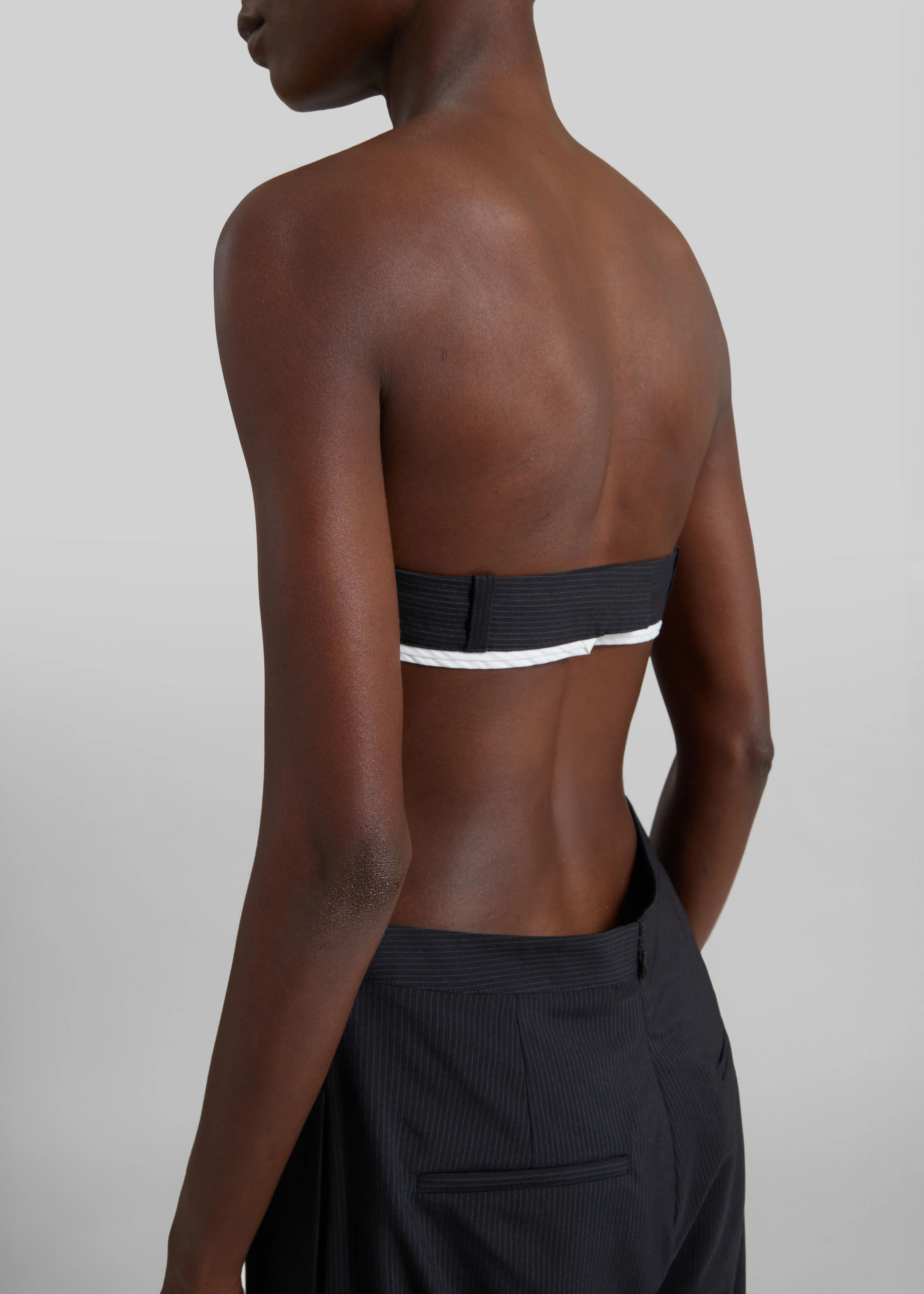 St. Agni Wool Pinstripe Deconstructed Jumpsuit - Fine Pinstripe - Image 3