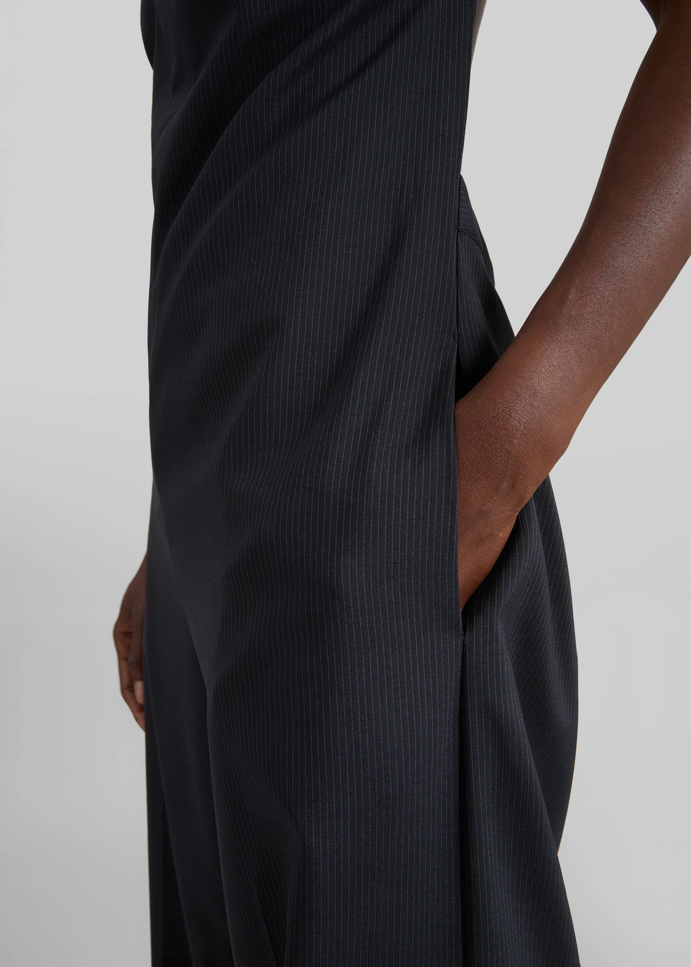 St. Agni Wool Pinstripe Deconstructed Jumpsuit - Fine Pinstripe - Image 7