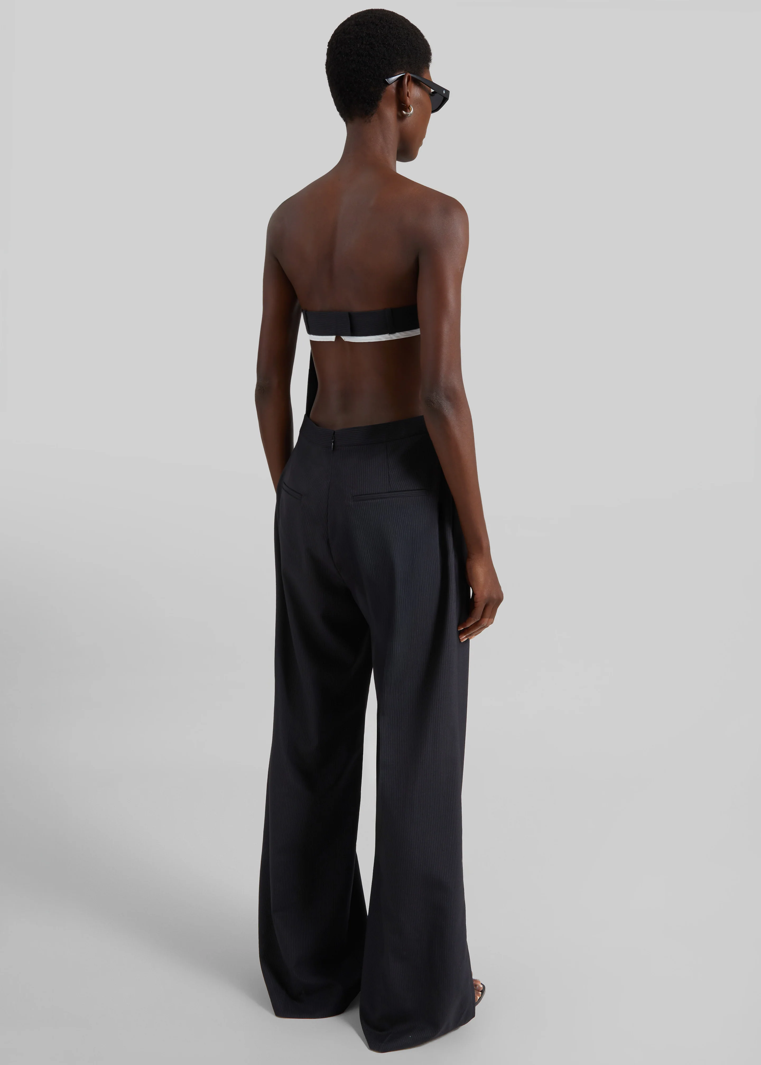 St. Agni Wool Pinstripe Deconstructed Jumpsuit - Fine Pinstripe - Image 8