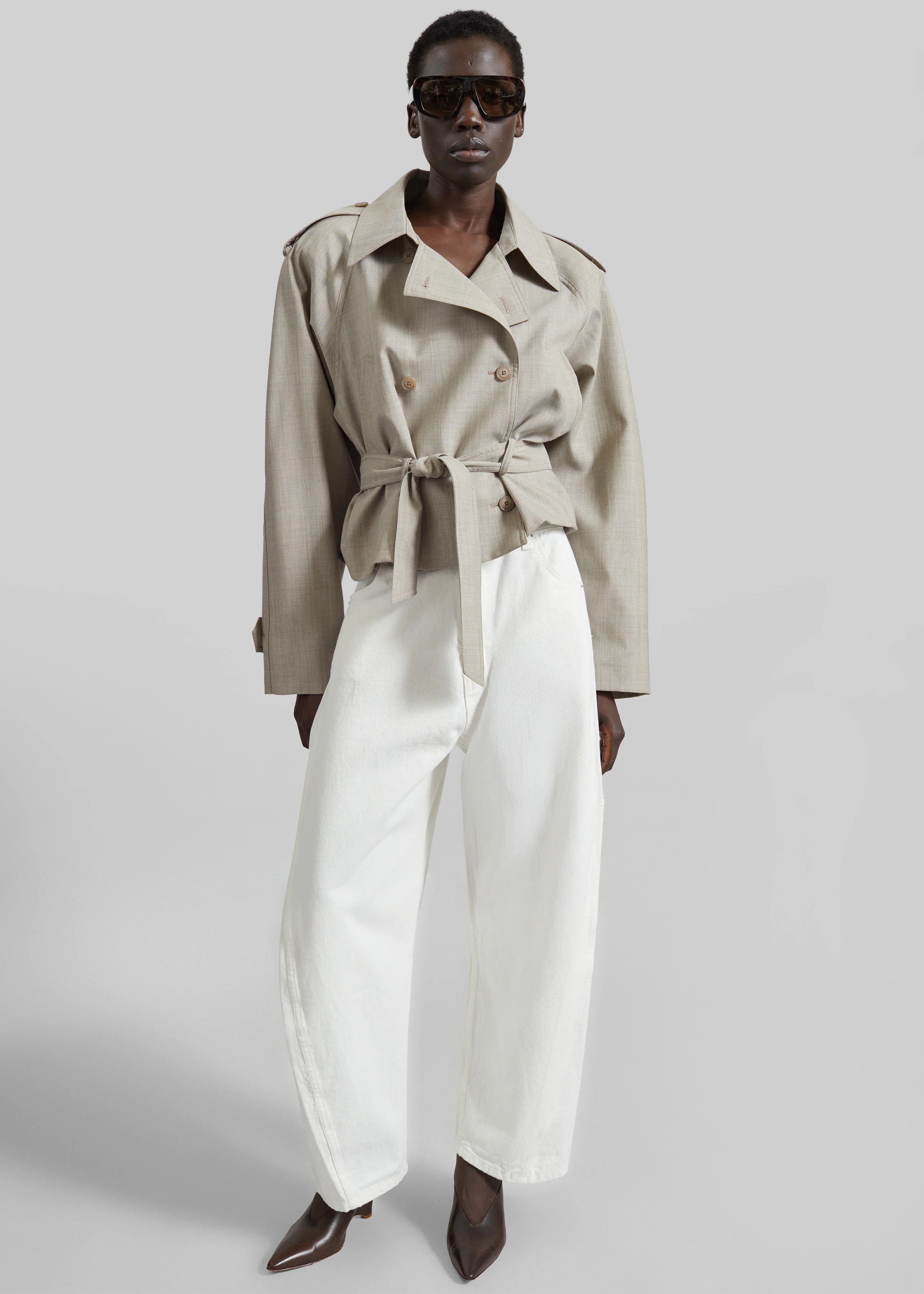 Stan Cropped Trench - Beige Melange - Image 6