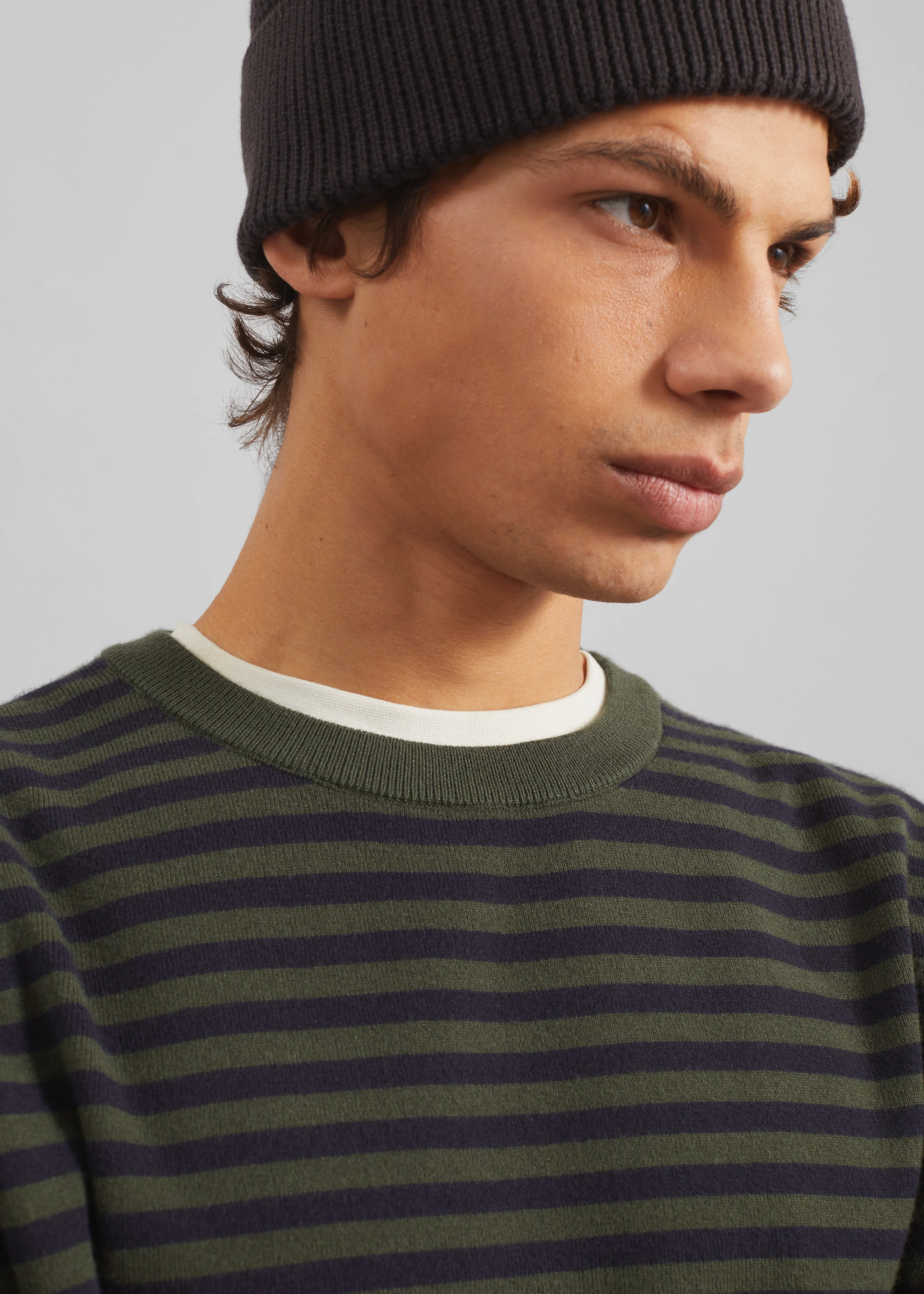 Stanmore Knit T-Shirt - Green/Blue Stripe - Image 3