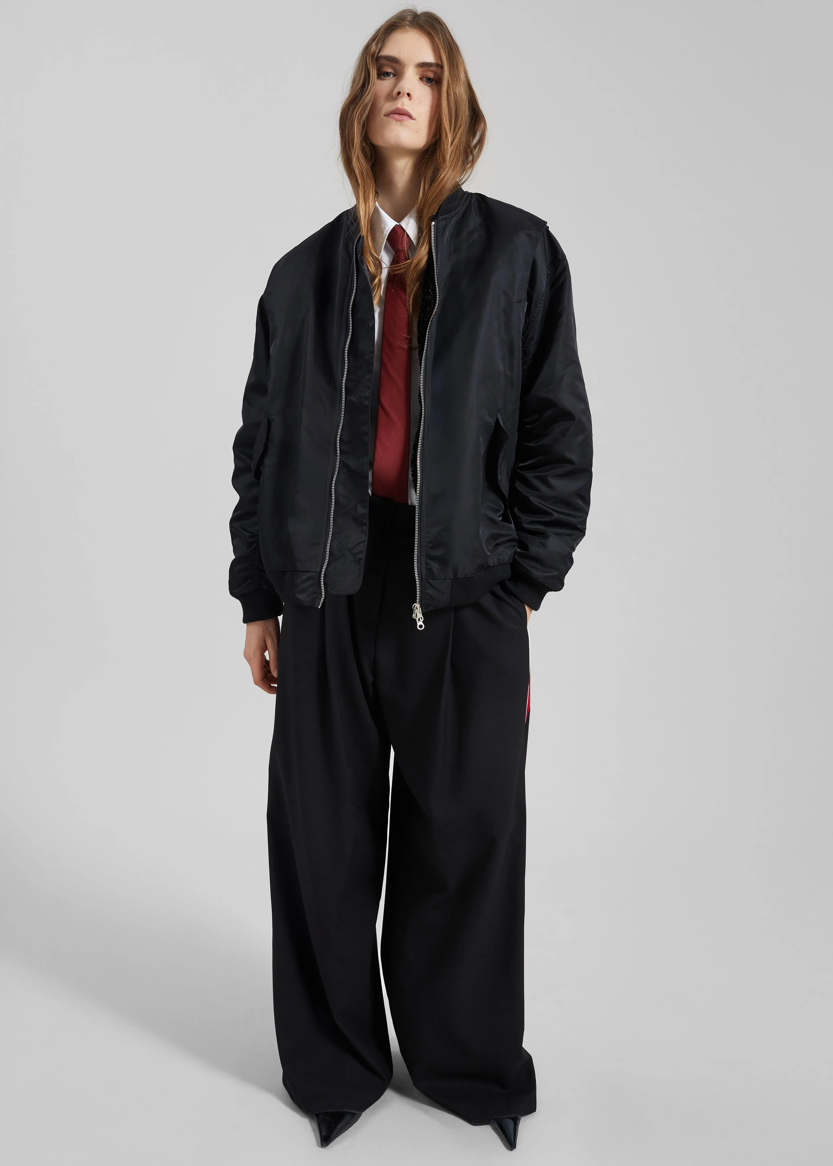Stellan Faux Shearling Oversized Bomber Jacket - Black - Image 2