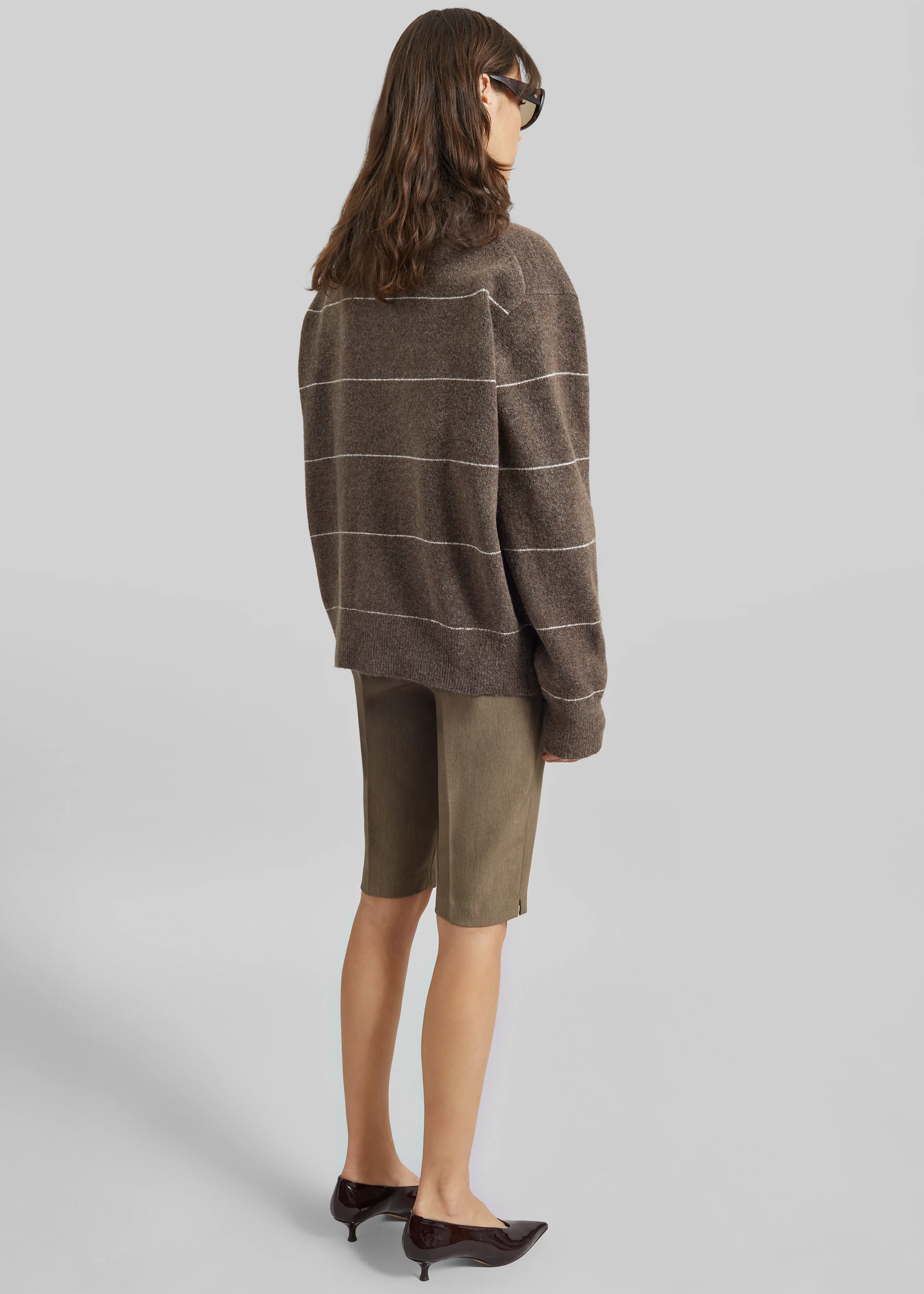 Stenvad Crewneck Cardigan - Brown/White Stripe - Image 5