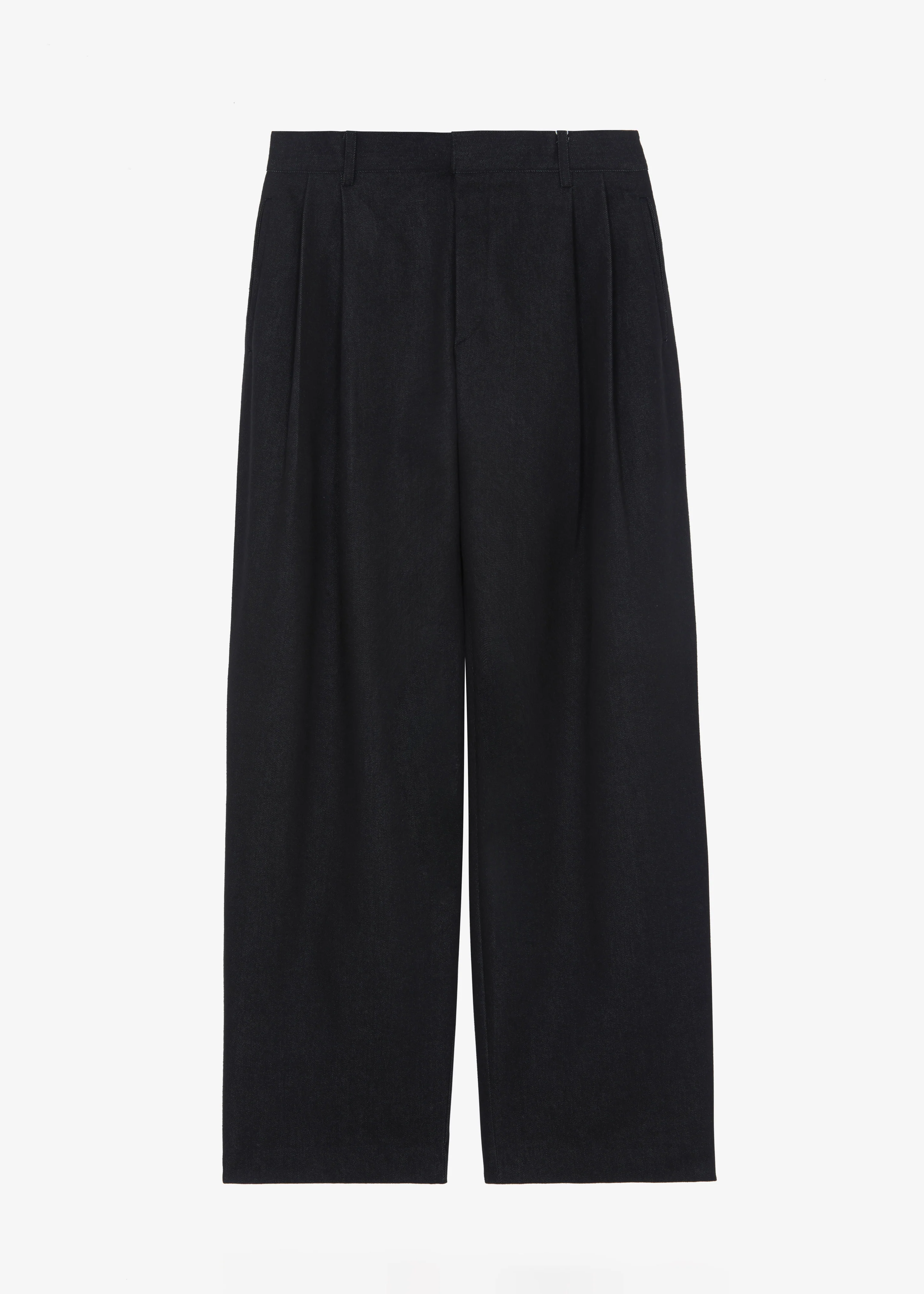 Stephen Pleated Denim Trousers - Black - Image 8
