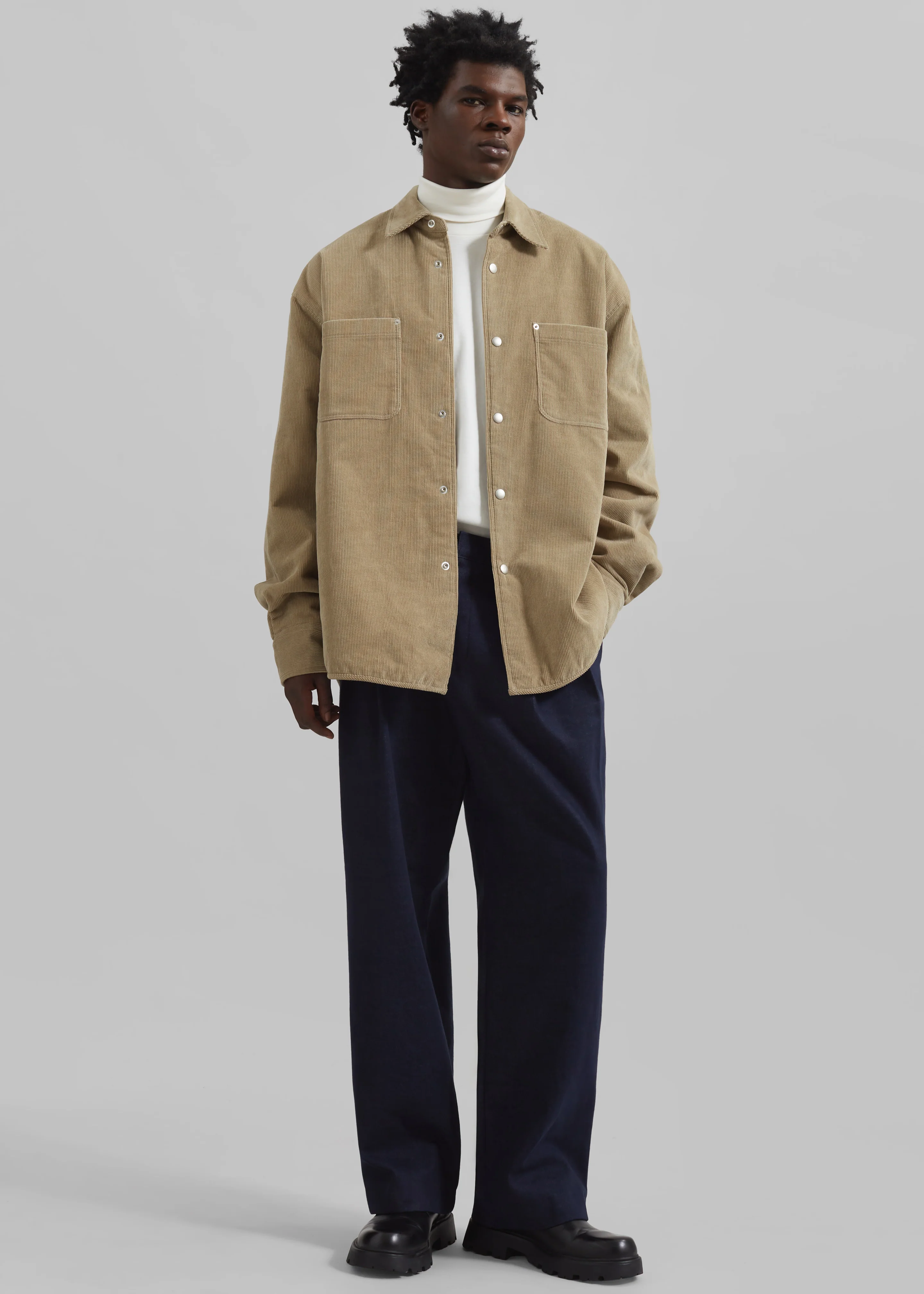 Stephen Pleated Denim Trousers - Navy - Image 7