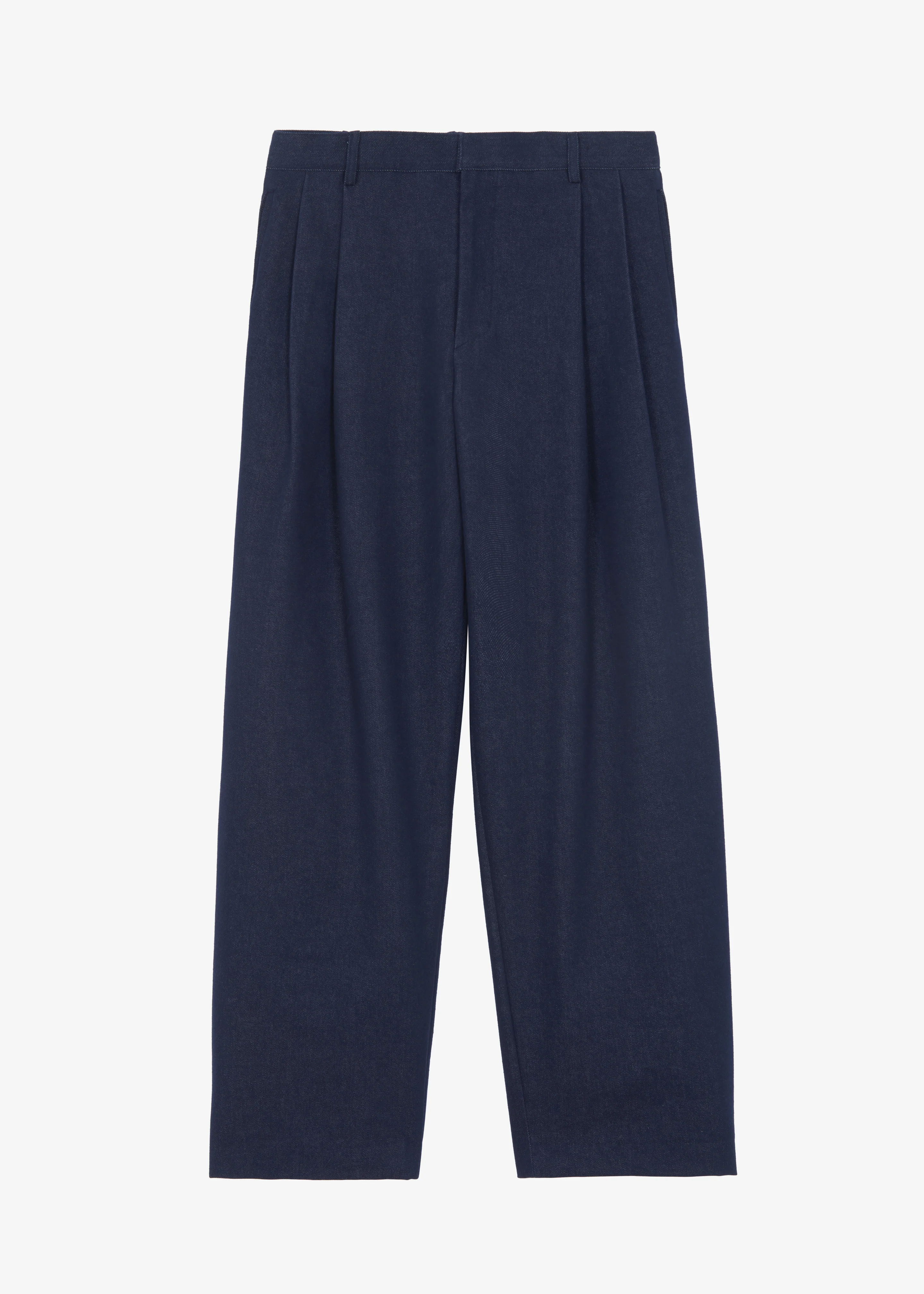 Stephen Pleated Denim Trousers - Navy - Image 9