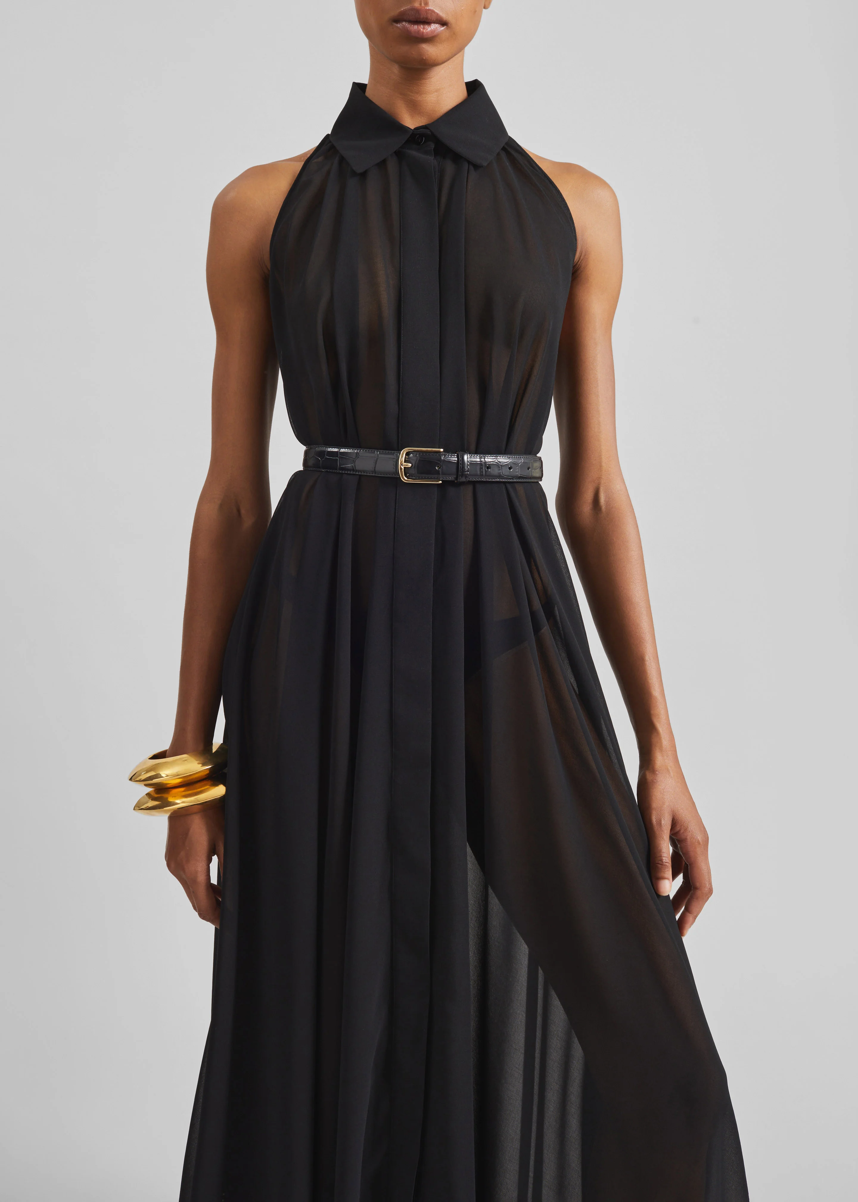 Sukie Sheer Halterneck Dress - Black - Image 4