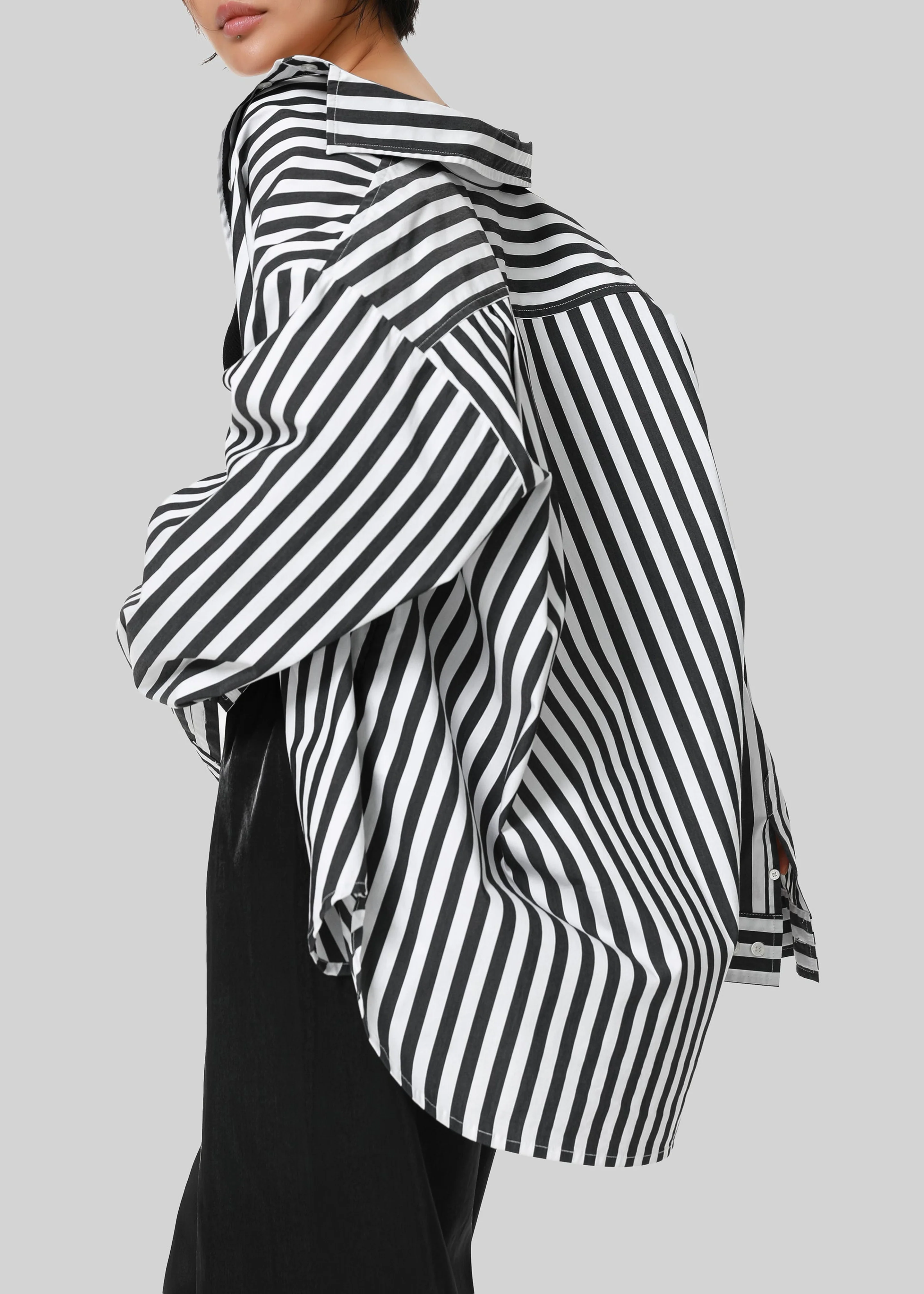 Sylvia Oxford Shirt - Black/White Stripe - Image 10