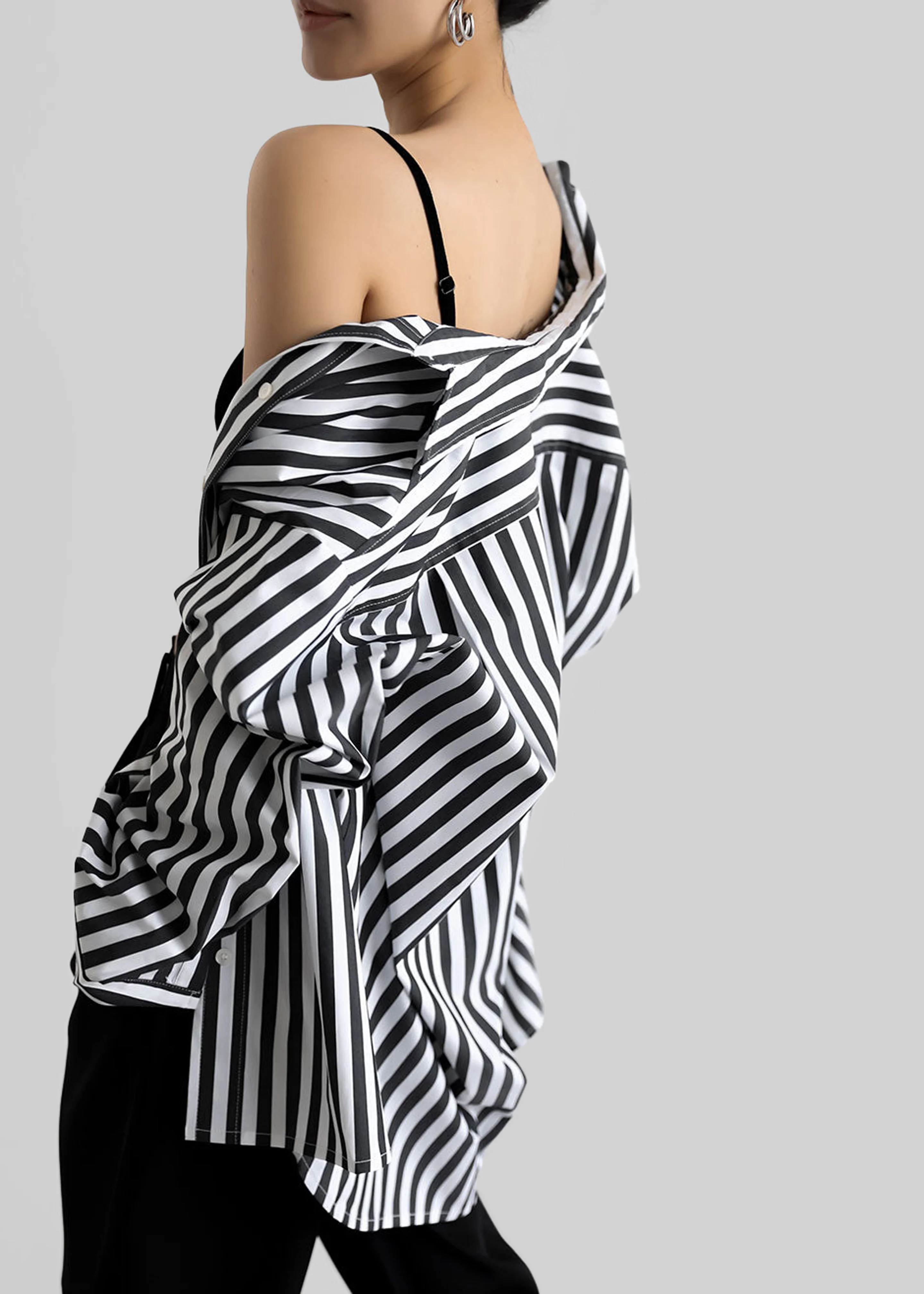 Sylvia Oxford Shirt - Black/White Stripe - Image 5