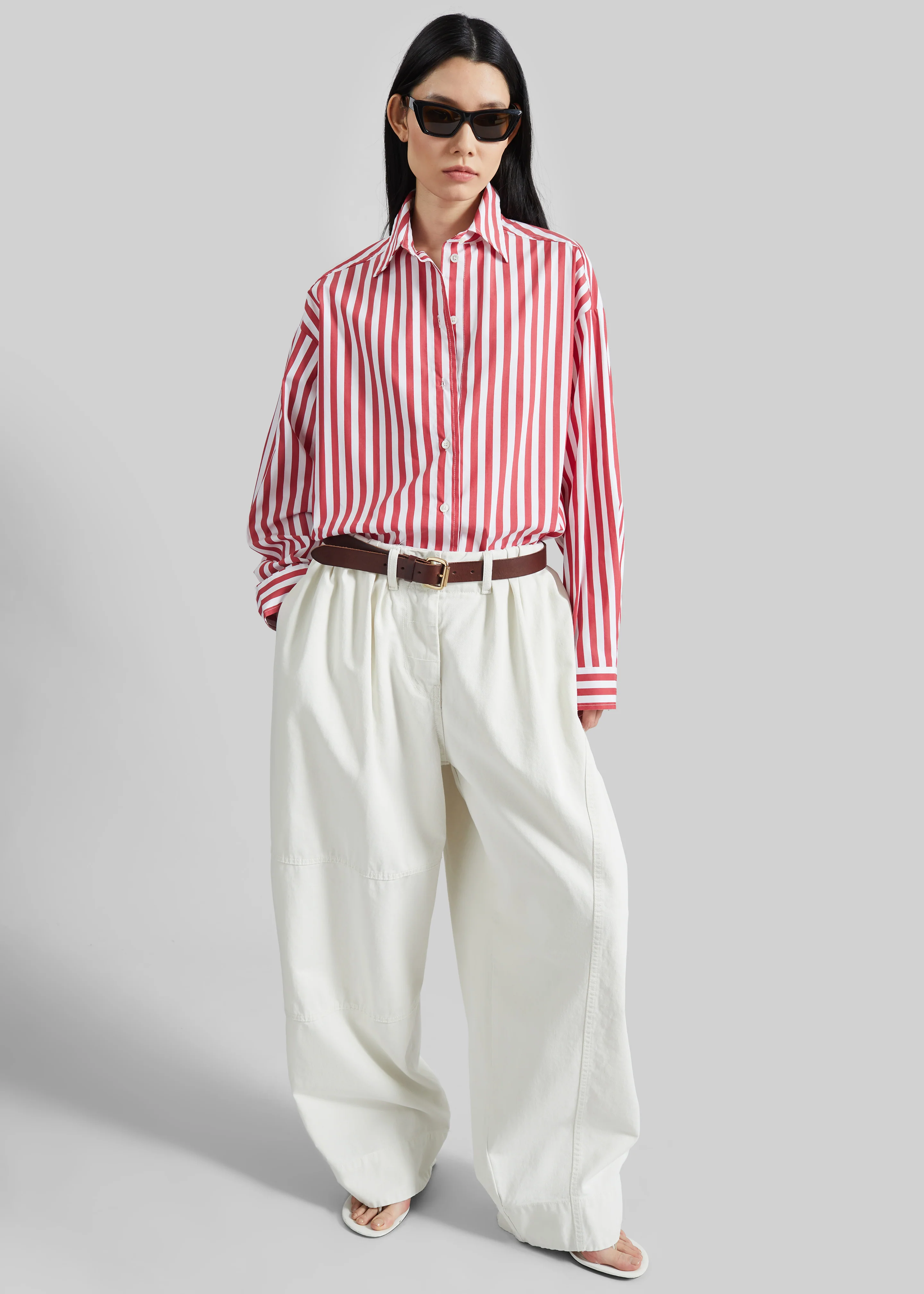 Sylvia Oxford Shirt - White/Red Stripe - Image 5