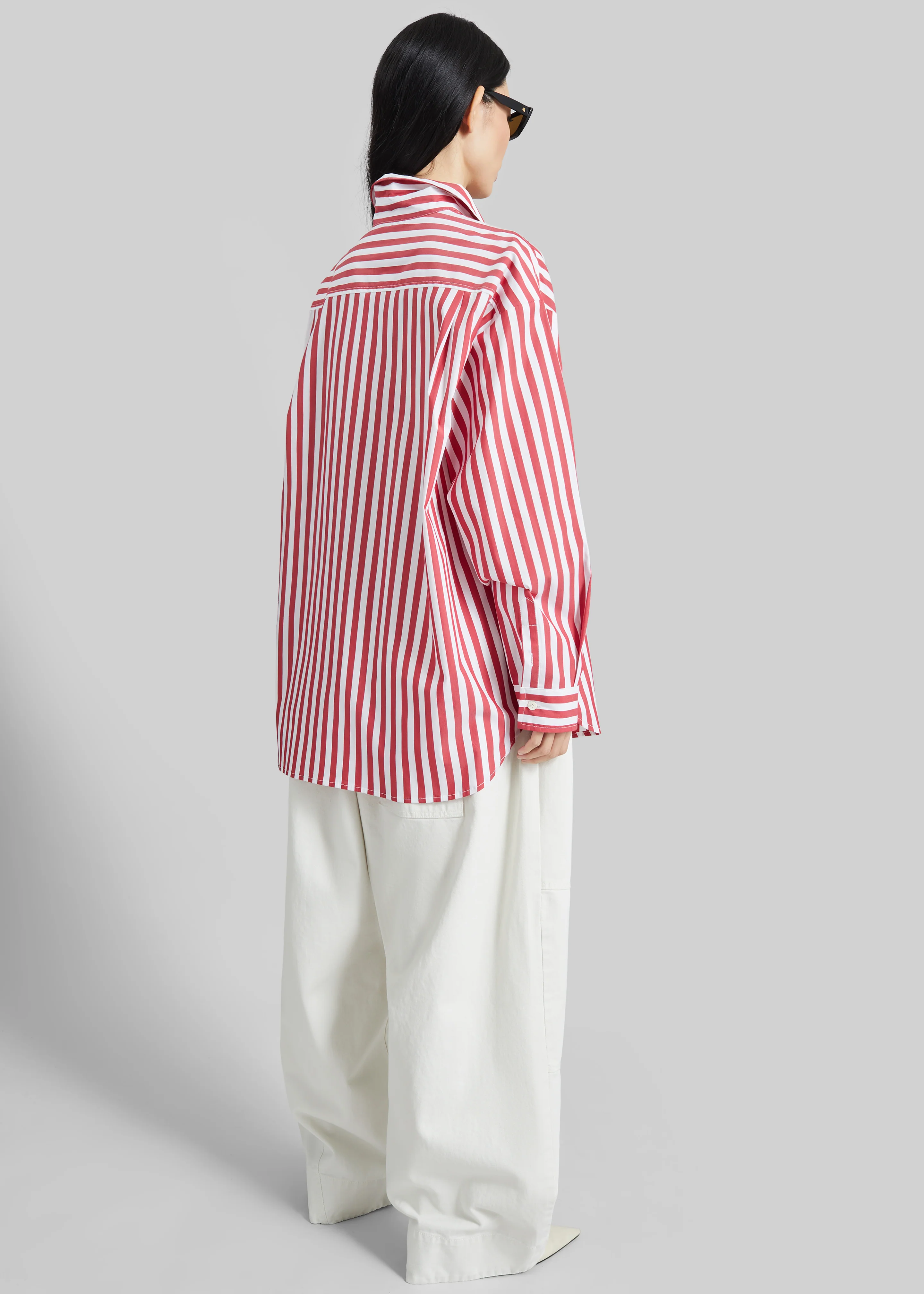 Sylvia Oxford Shirt - White/Red Stripe - Image 8