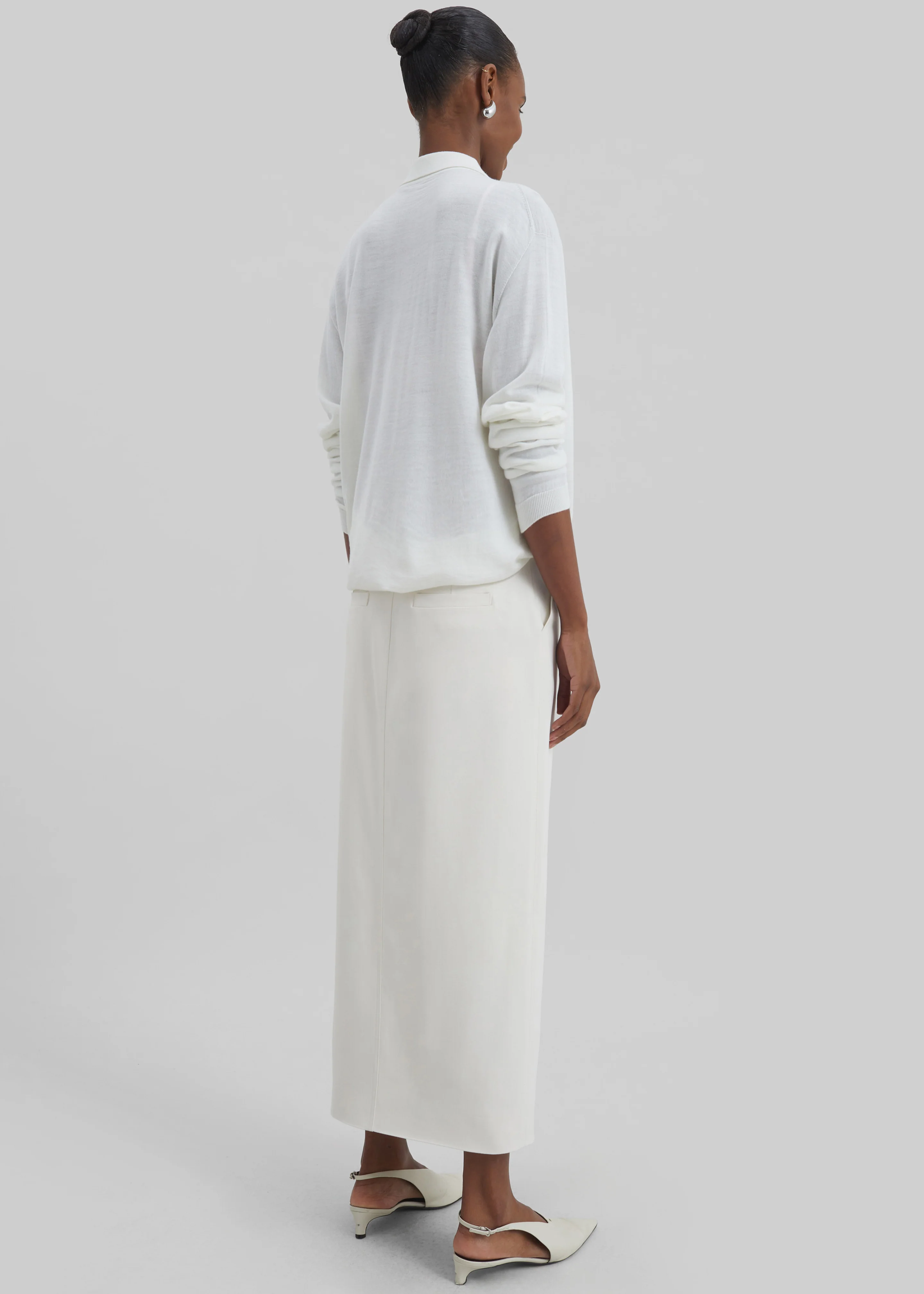 Tala Knit V-Neck Polo - White - Image 9