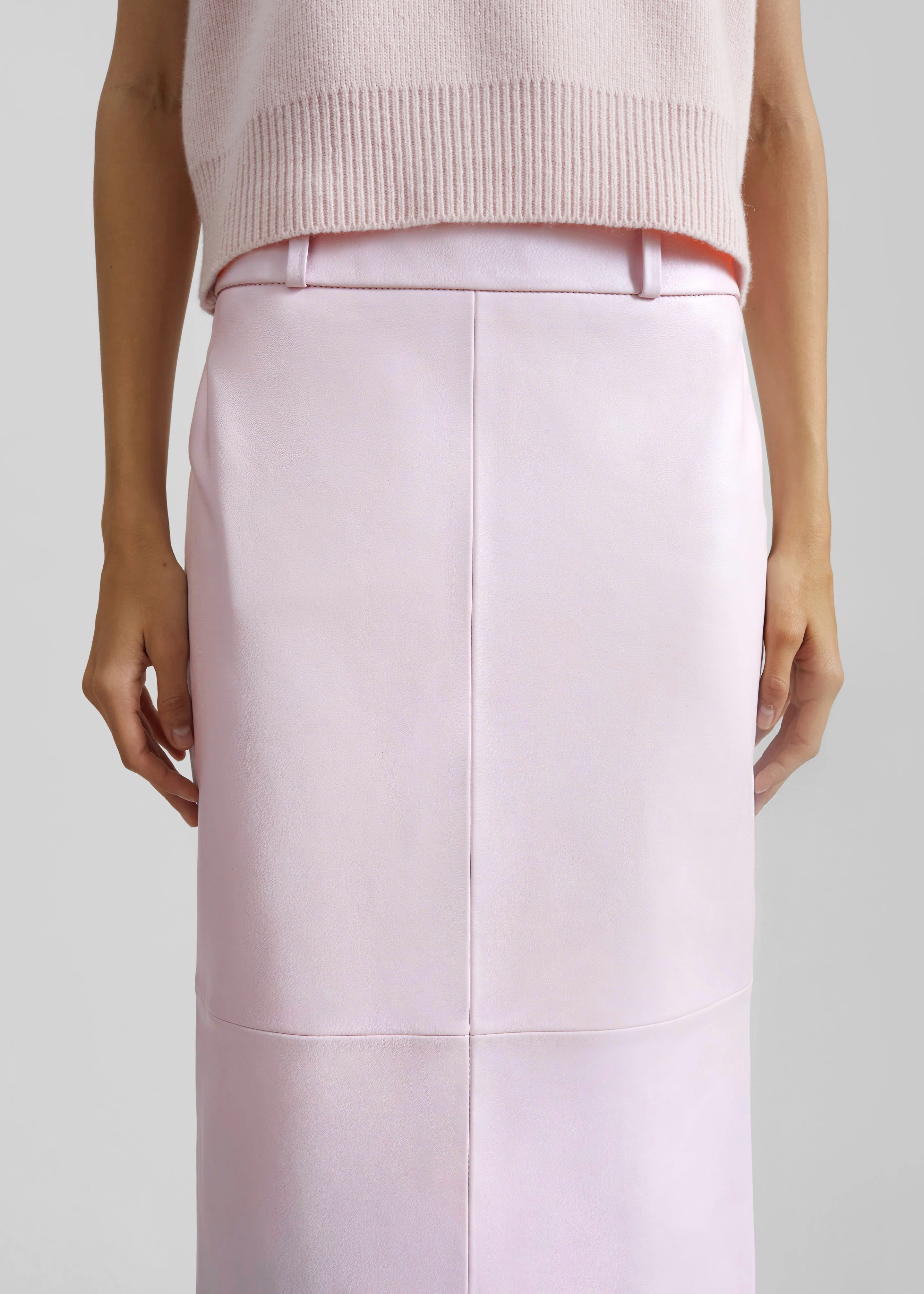 Taney Leather Pencil Skirt - Faded Pink - Image 4