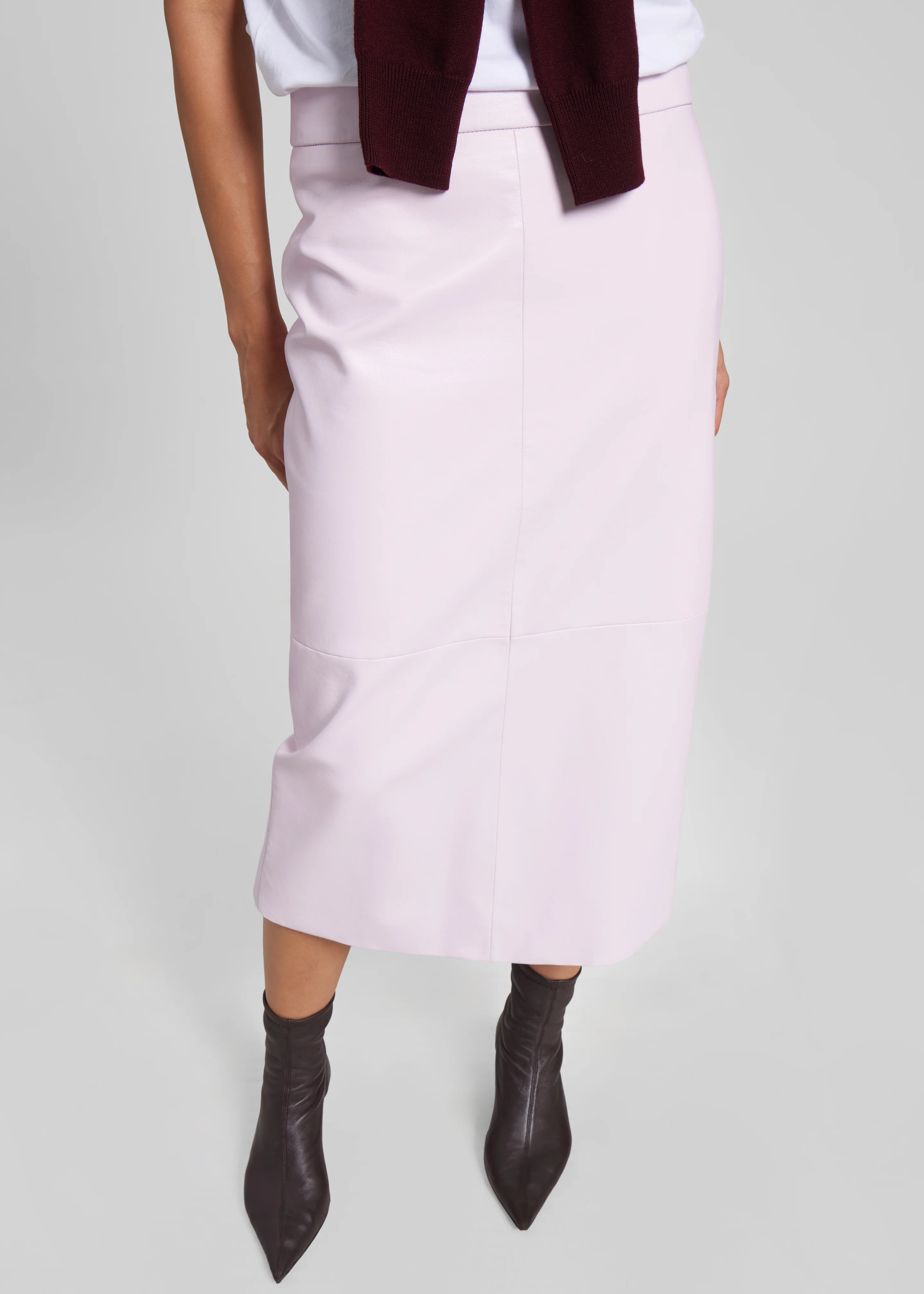 Taney Leather Pencil Skirt - Faded Pink - Image 5