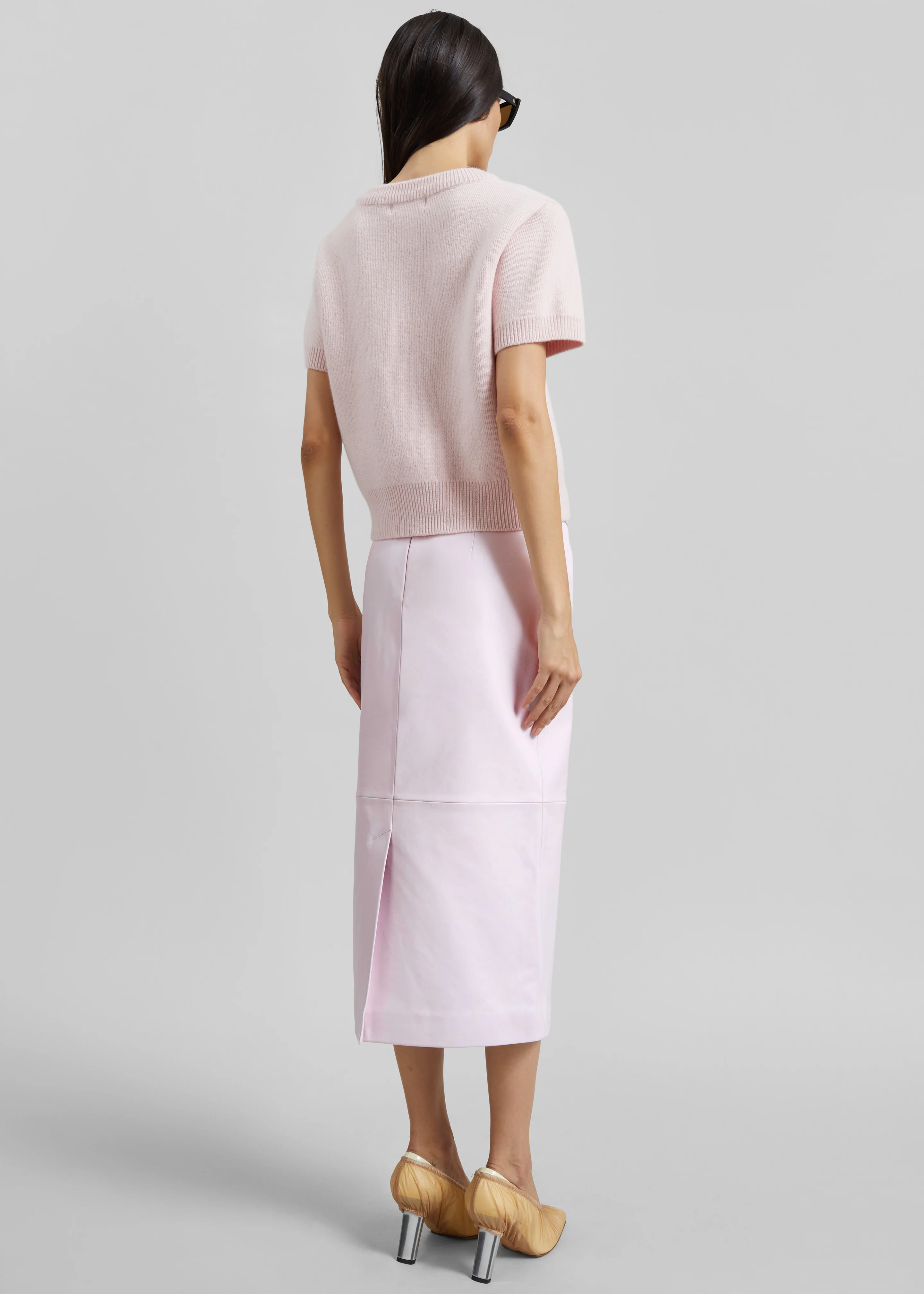 Taney Leather Pencil Skirt - Faded Pink - Image 9