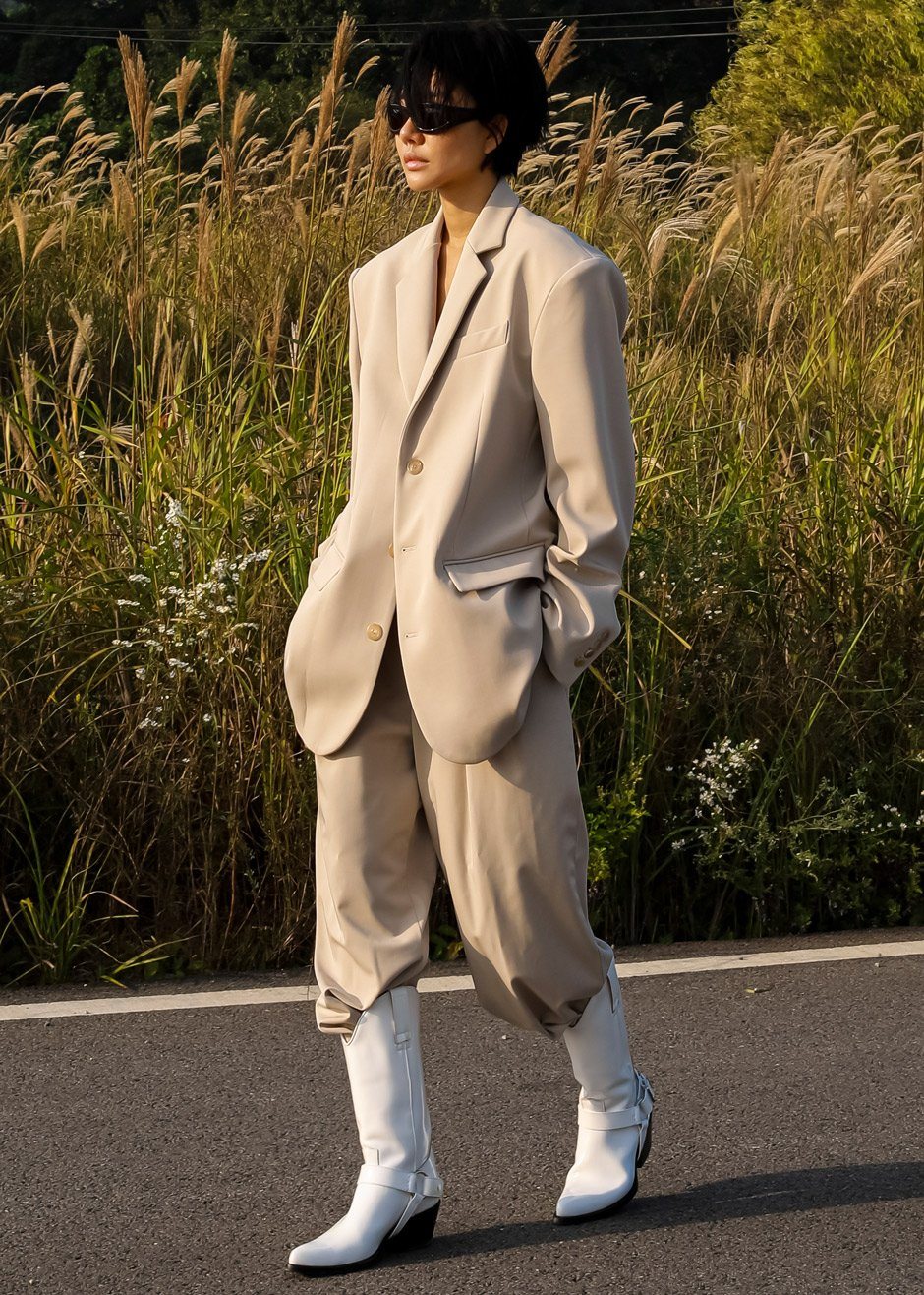 Tansy Oversized Blazer - Beige - Image 4