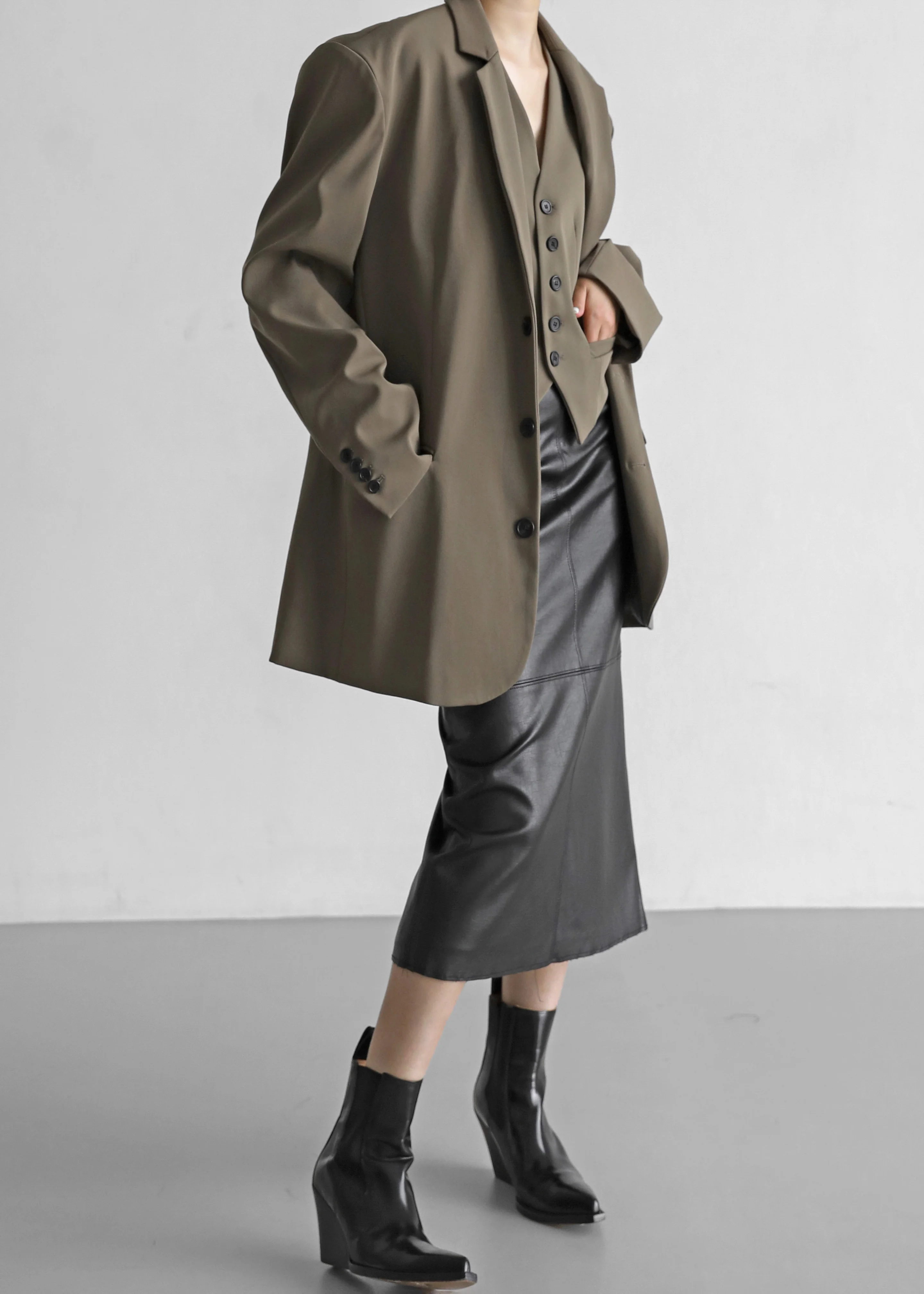 Tansy Oversized Blazer - Olive - Image 5