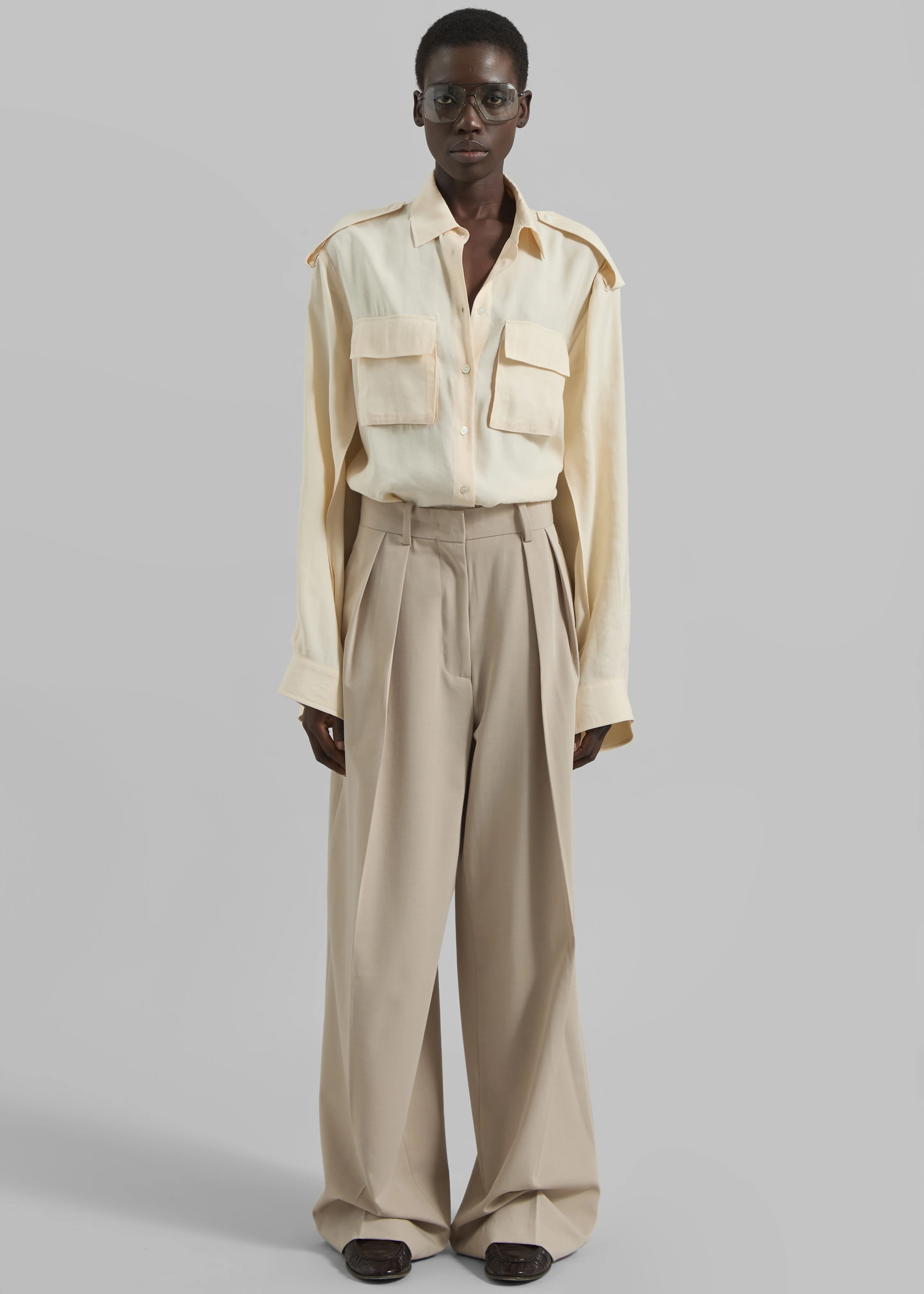 Tansy Pleated Trousers - Beige - Image 4