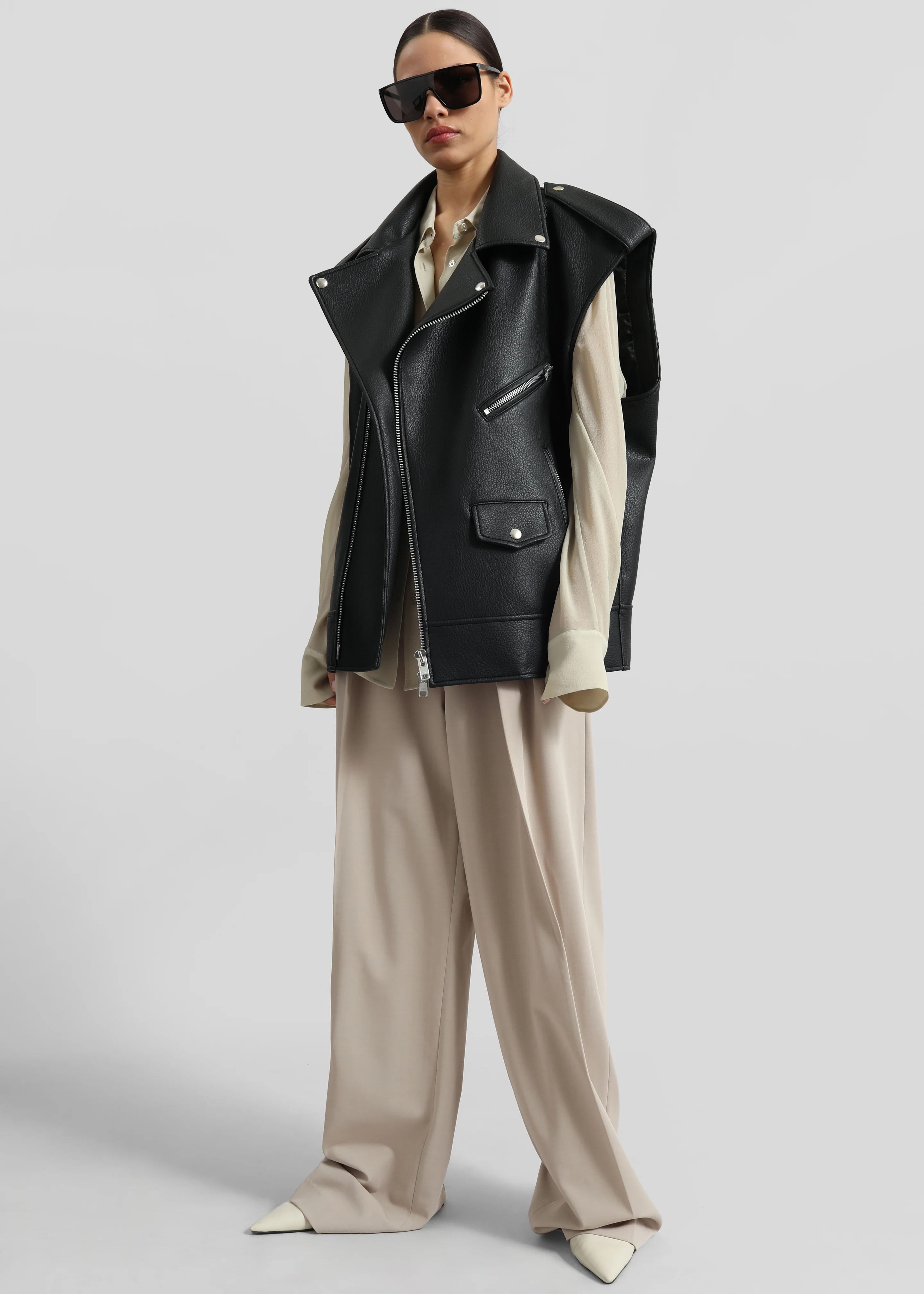 Tansy Pleated Trousers - Beige - Image 9