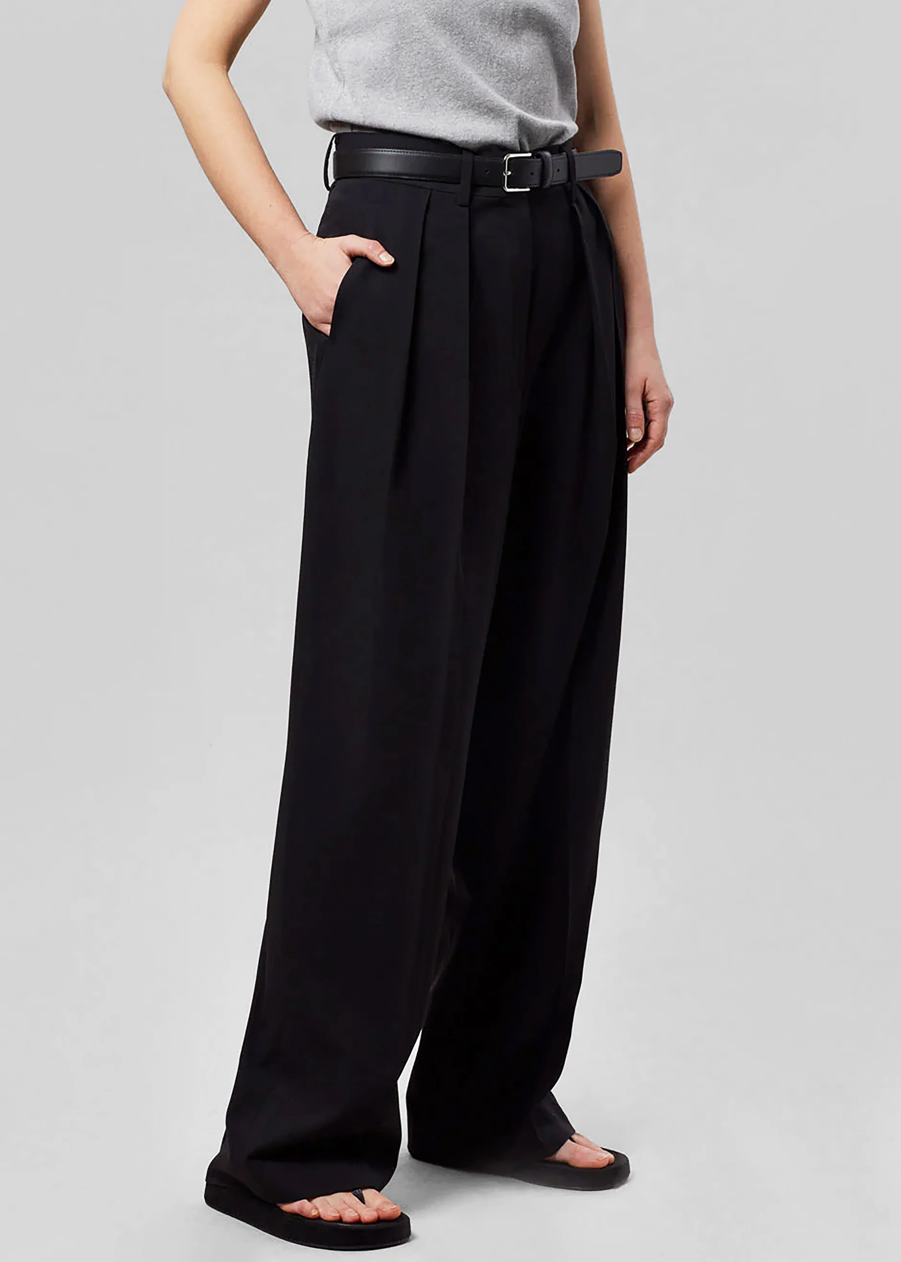 Tansy Pleated Trousers - Black - Image 5