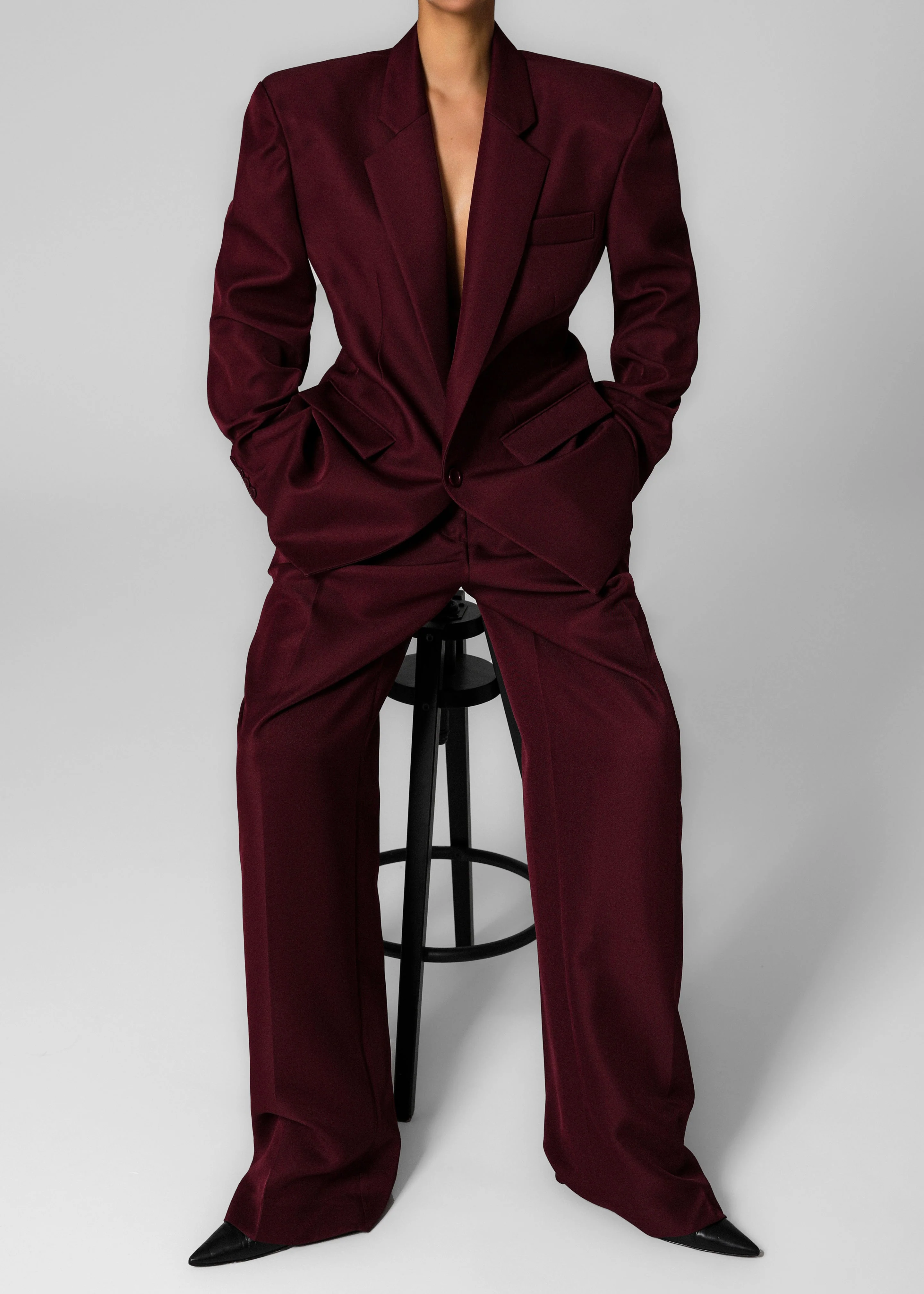 Tansy Pleated Trousers - Burgundy - Image 10
