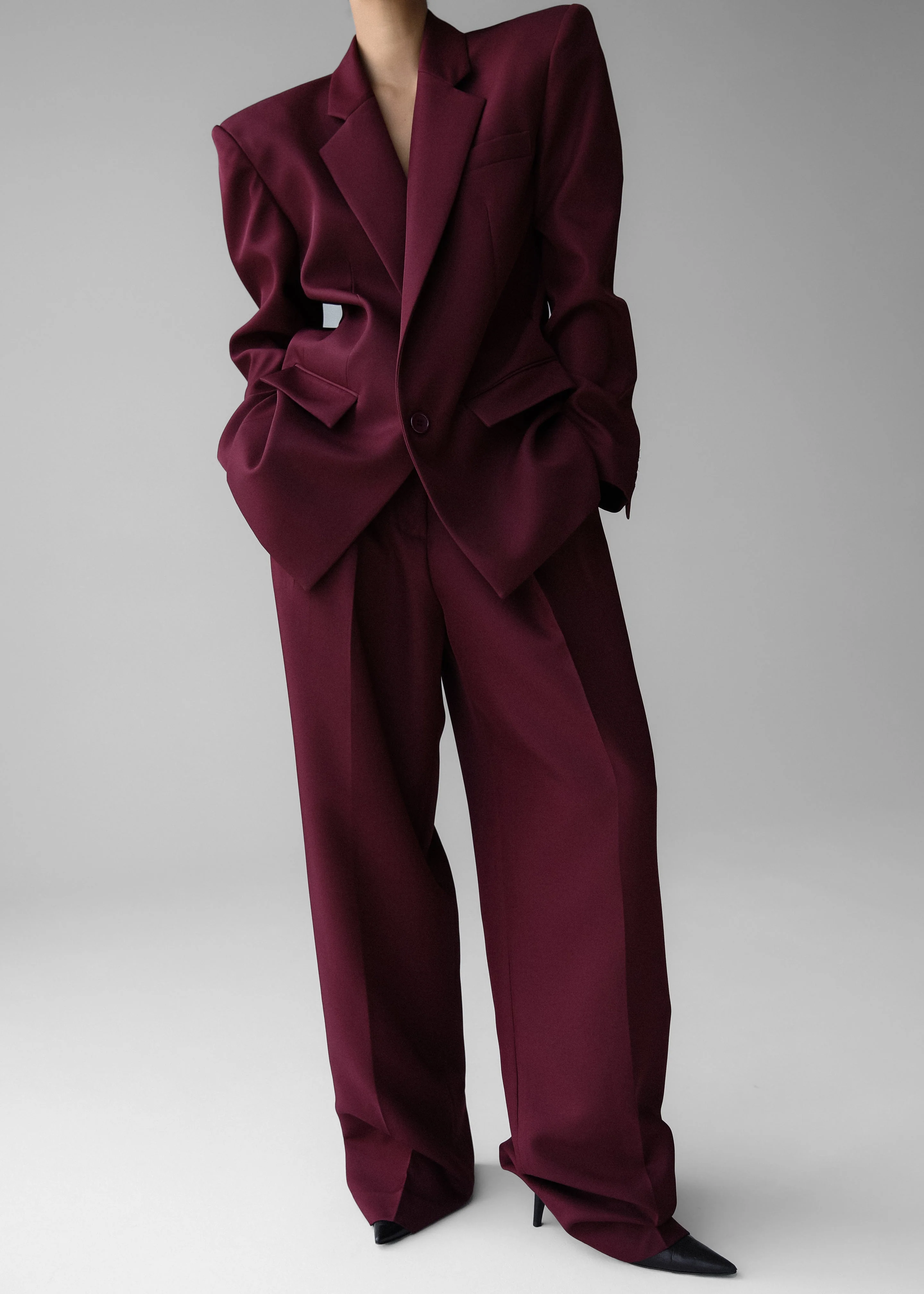 Tansy Pleated Trousers - Burgundy - Image 13