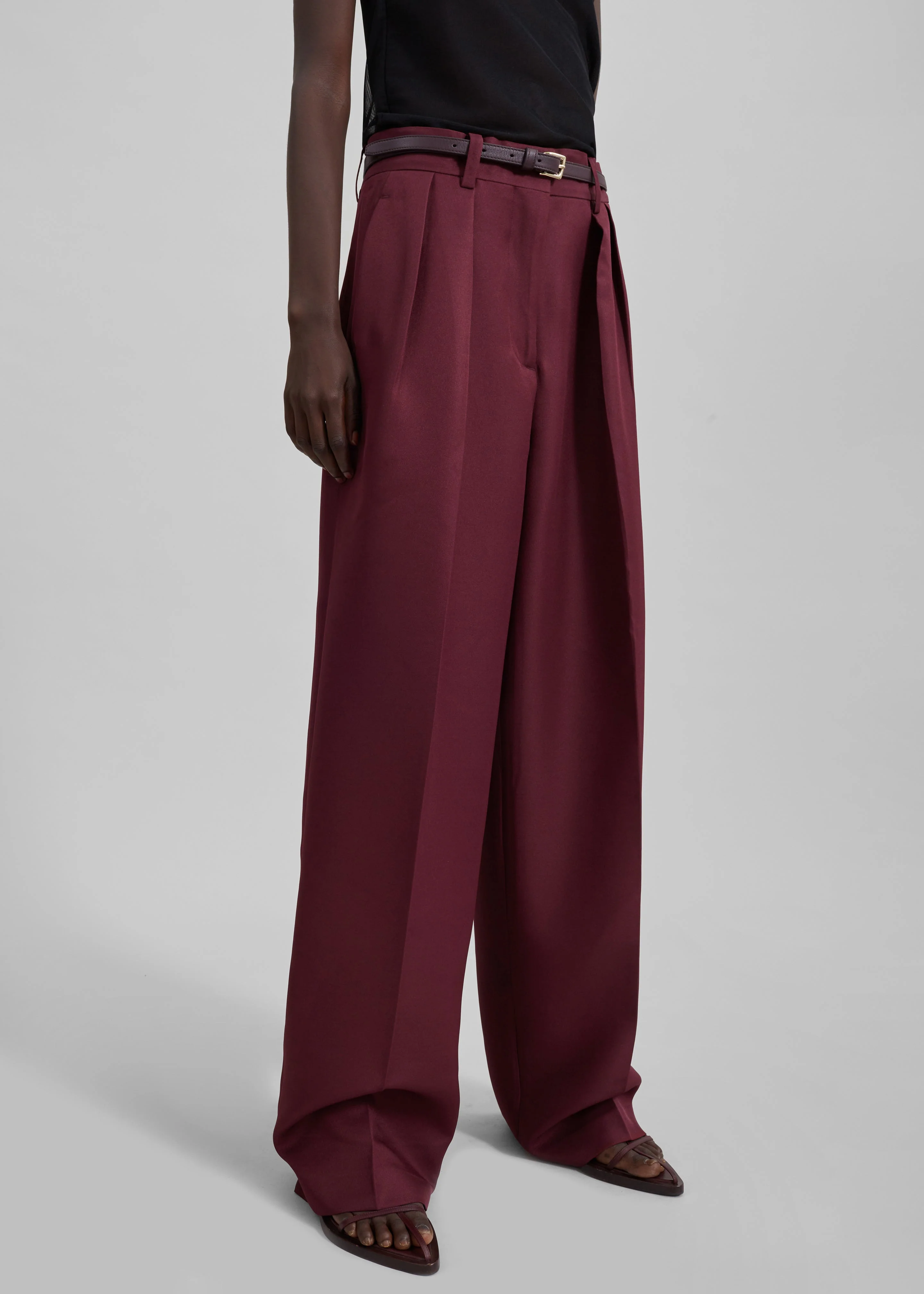 Tansy Pleated Trousers - Burgundy - Image 5