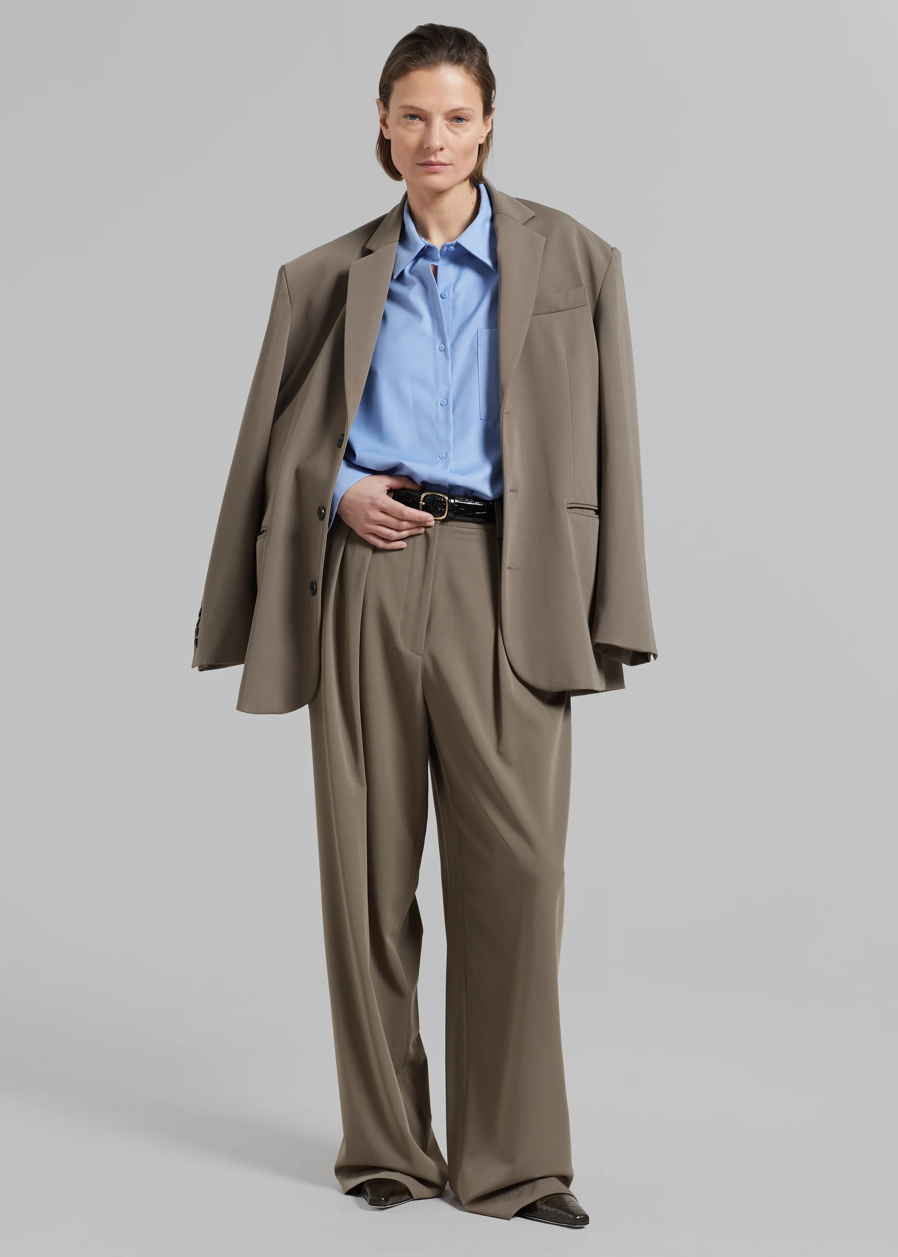 Tansy Pleated Trousers - Olive - Image 11