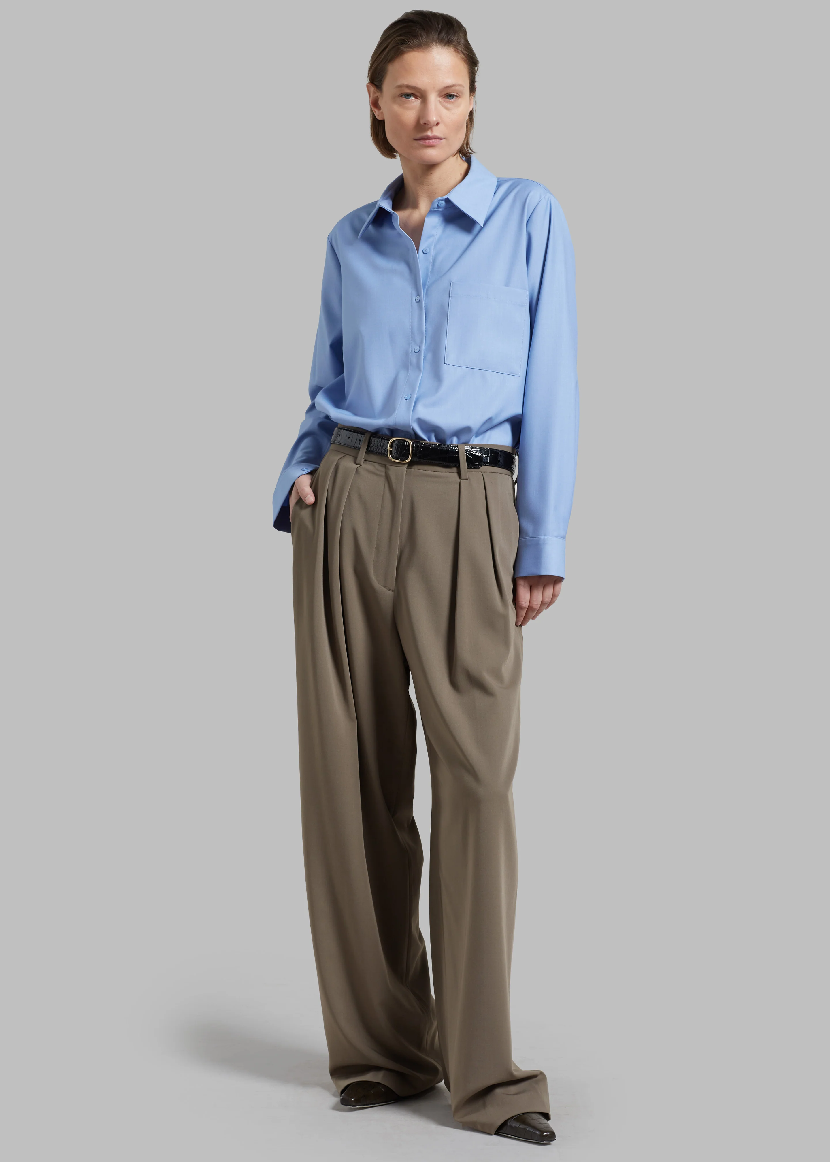 Tansy Pleated Trousers - Olive - Image 7