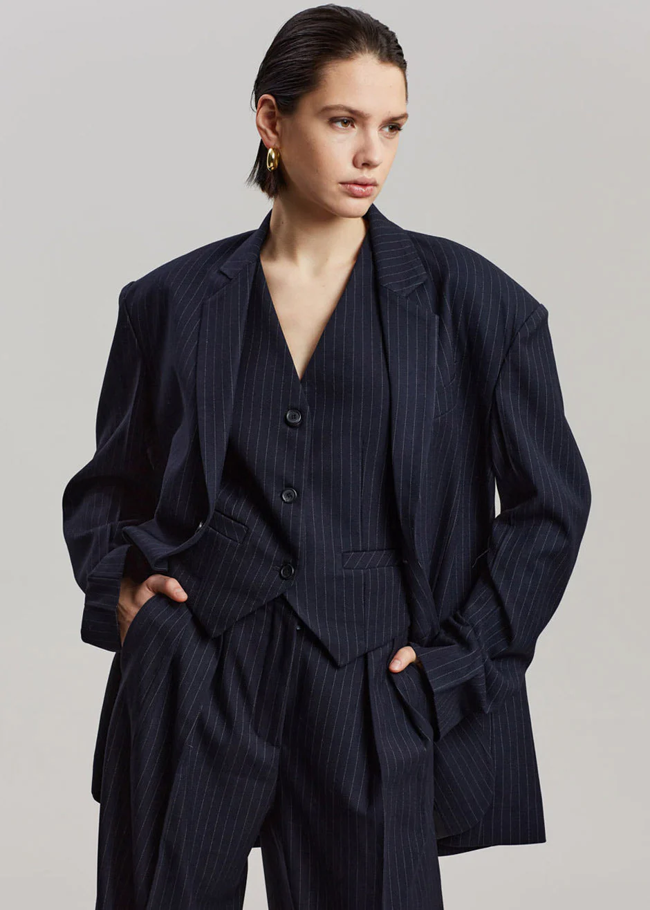Tansy Tailored Vest - Navy Pinstripe - Image 6