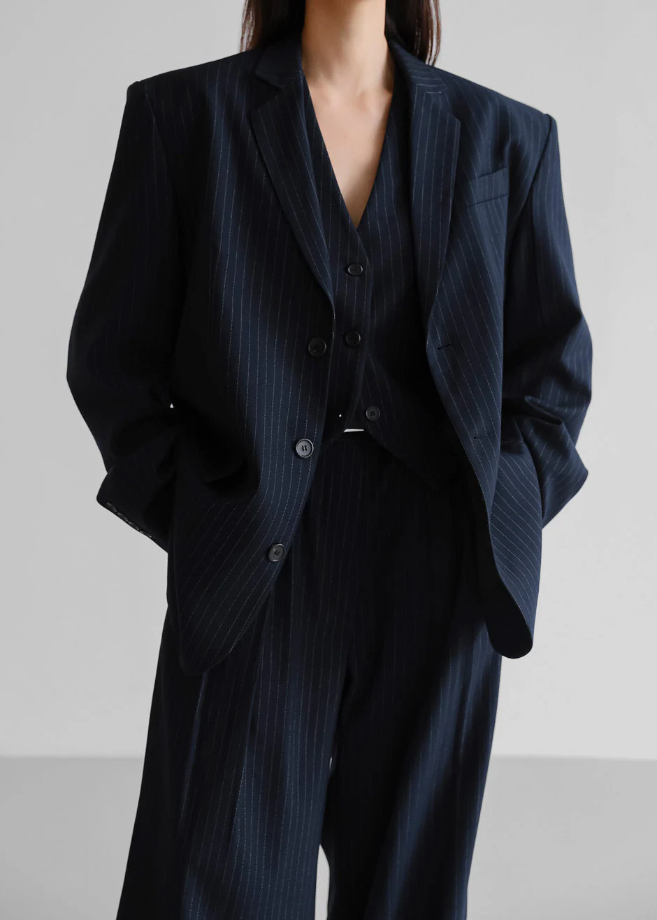 Tansy Tailored Vest - Navy Pinstripe - Image 9