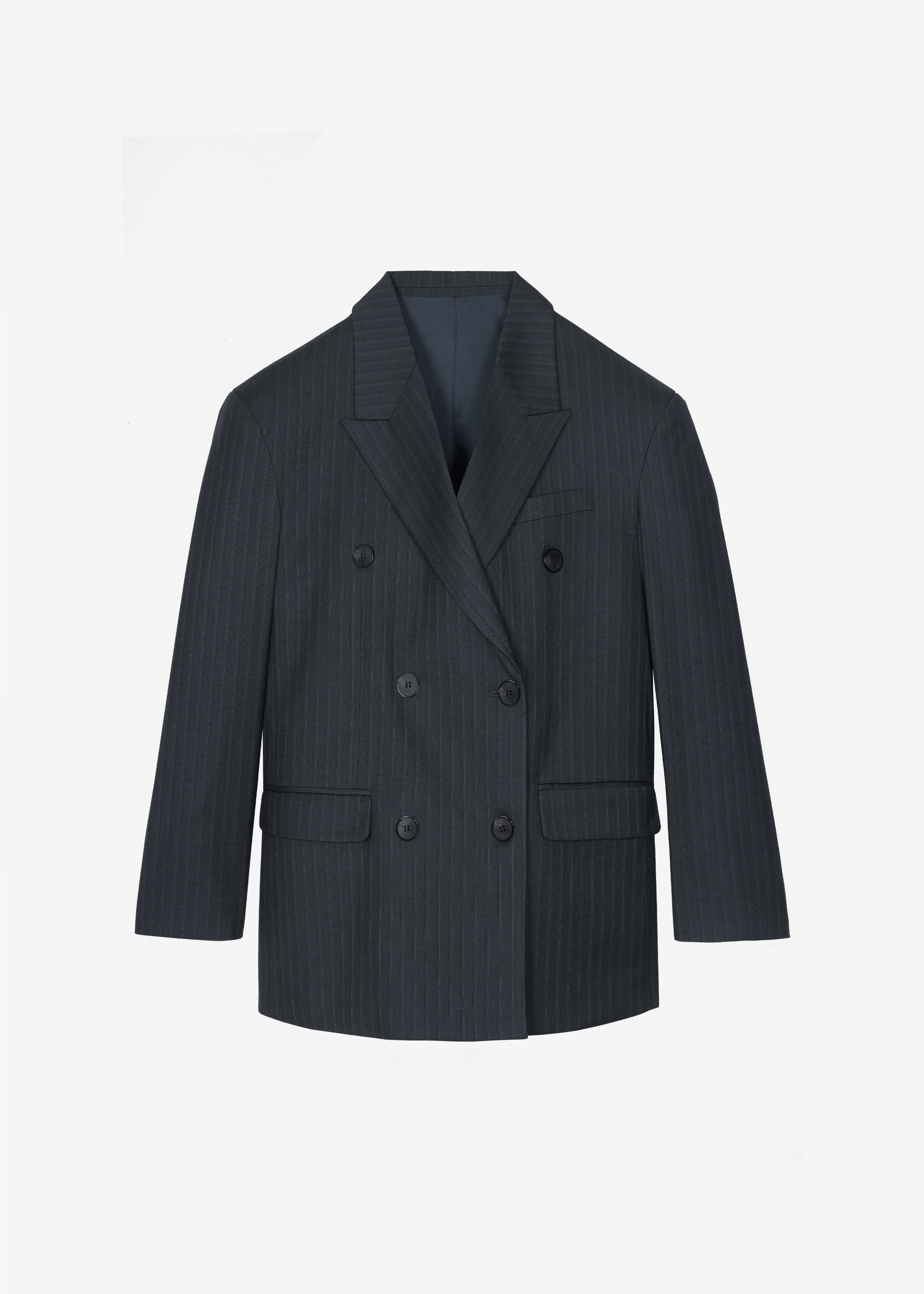 Tarbert Double-Breasted Blazer - Grey/White Pinstripe - Image 10