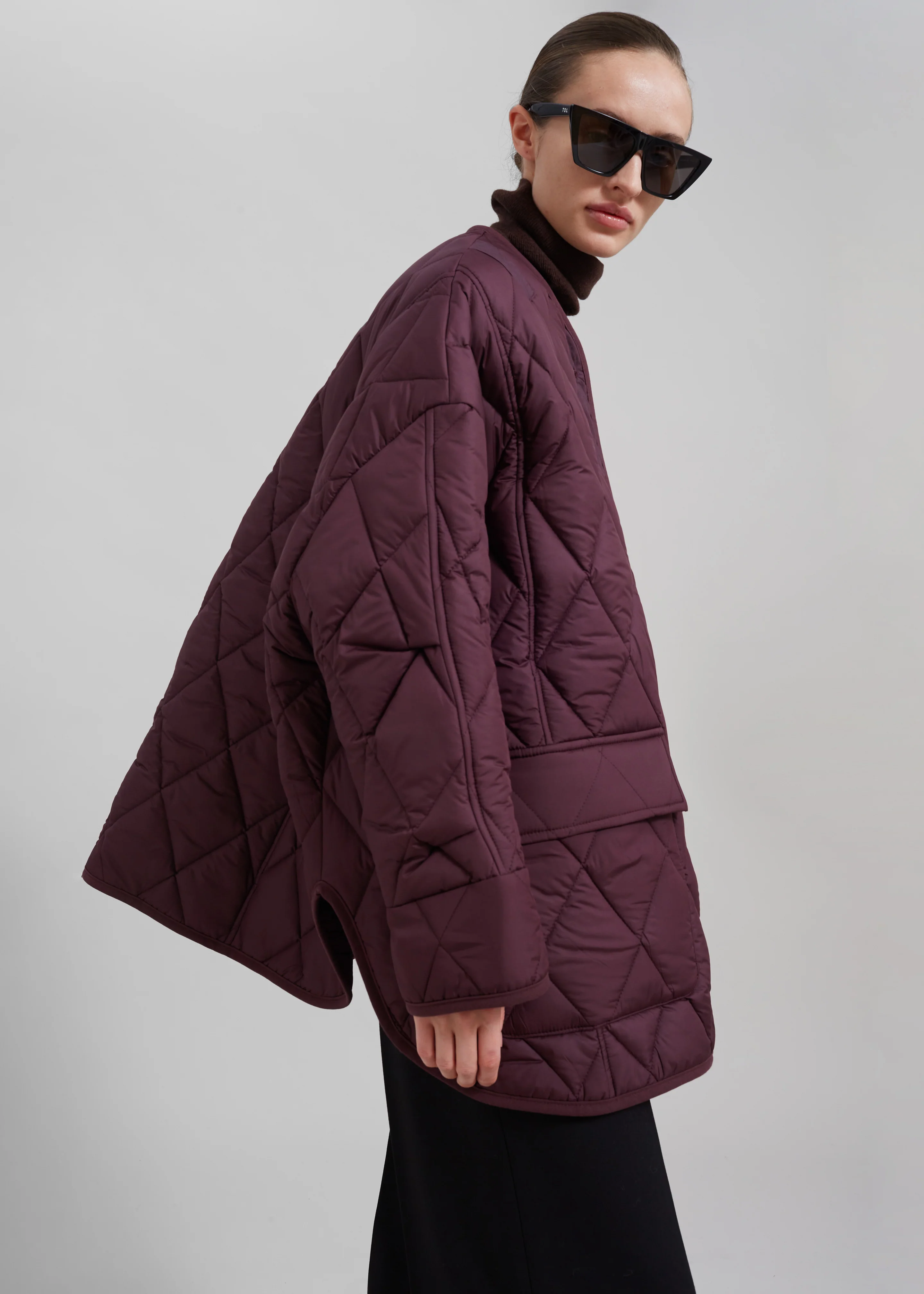 Teddy Quilted Jacket - Burgundy - Image 2