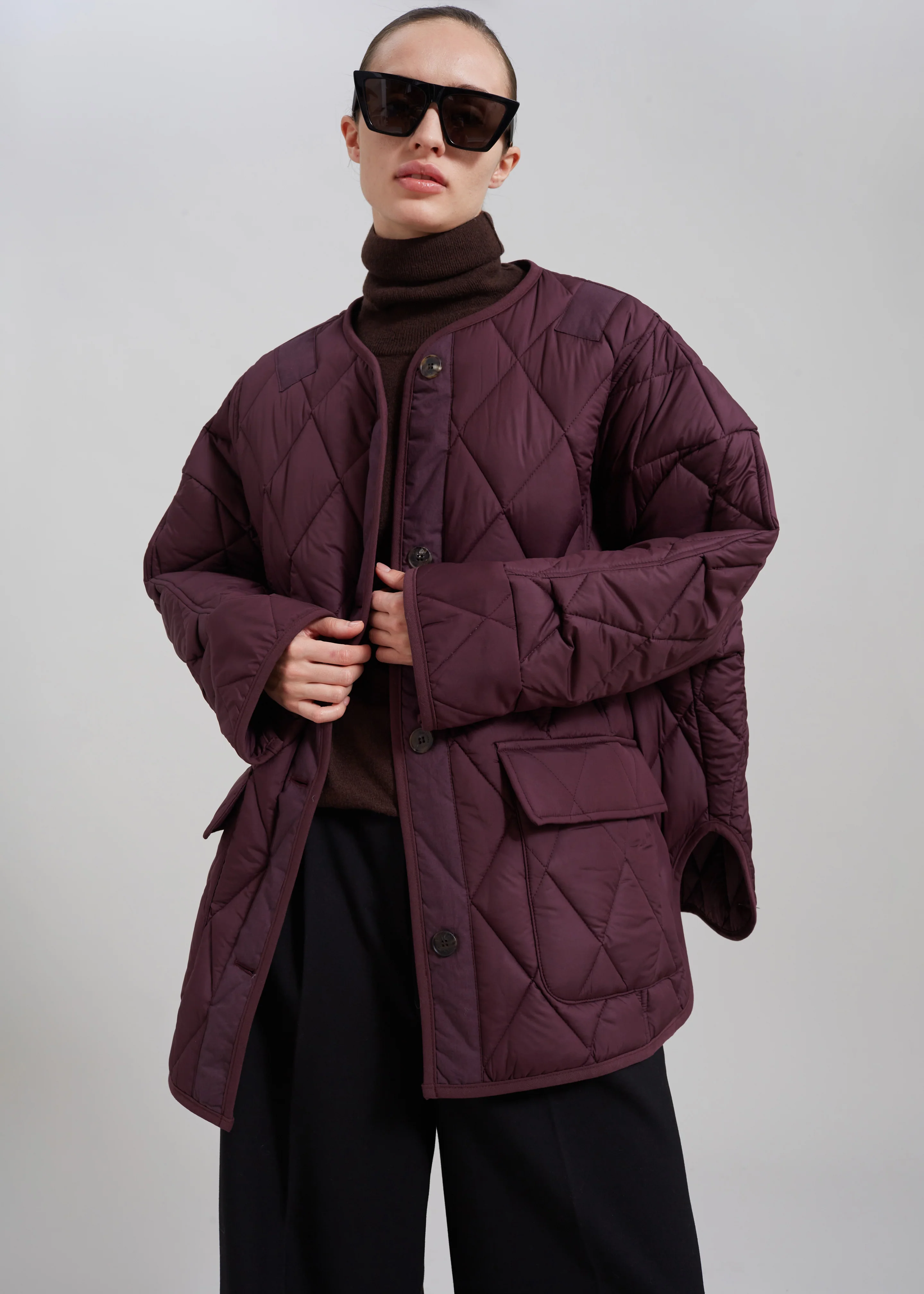 Teddy Quilted Jacket - Burgundy - Image 8