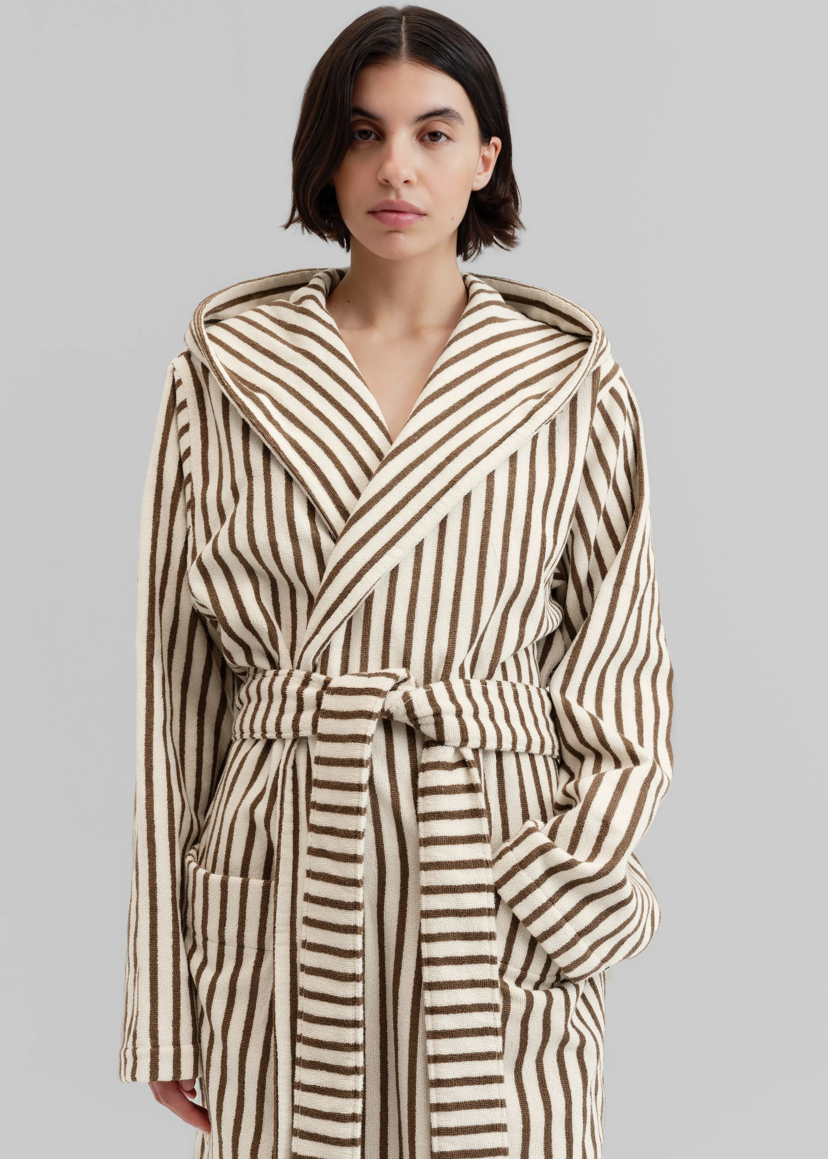 Tekla Hooded Bathrobe - Kodiak Stripes - Image 3