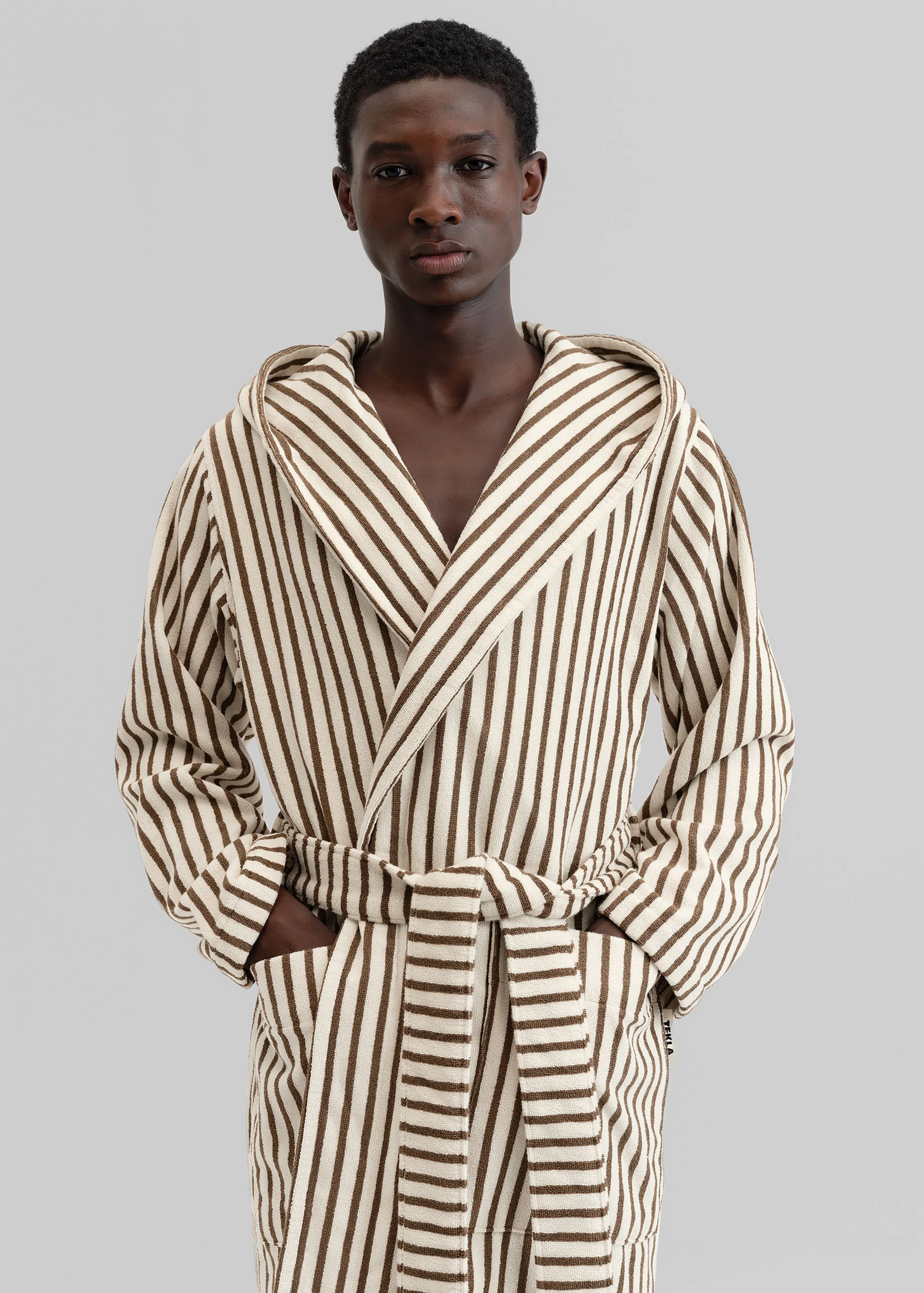 Tekla Hooded Bathrobe - Kodiak Stripes - Image 9