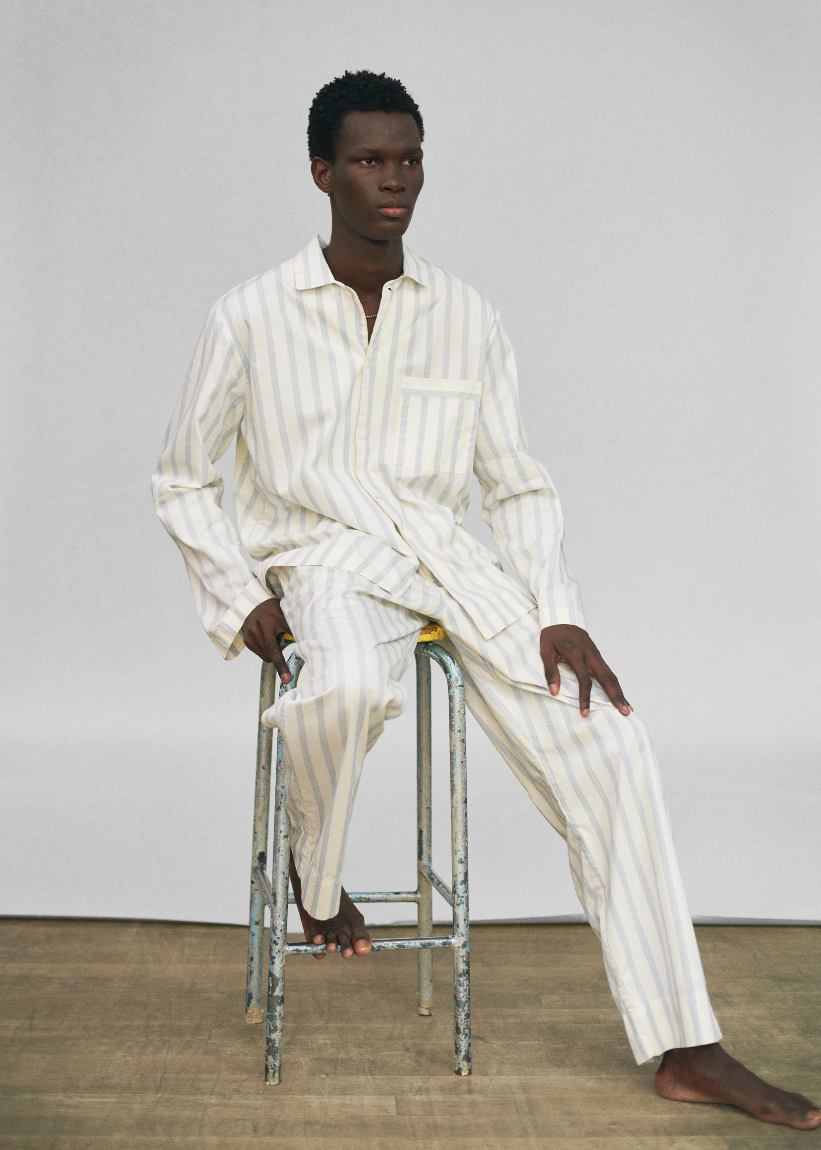 Tekla Poplin Pyjama Pants - Needle Stripes - Image 6