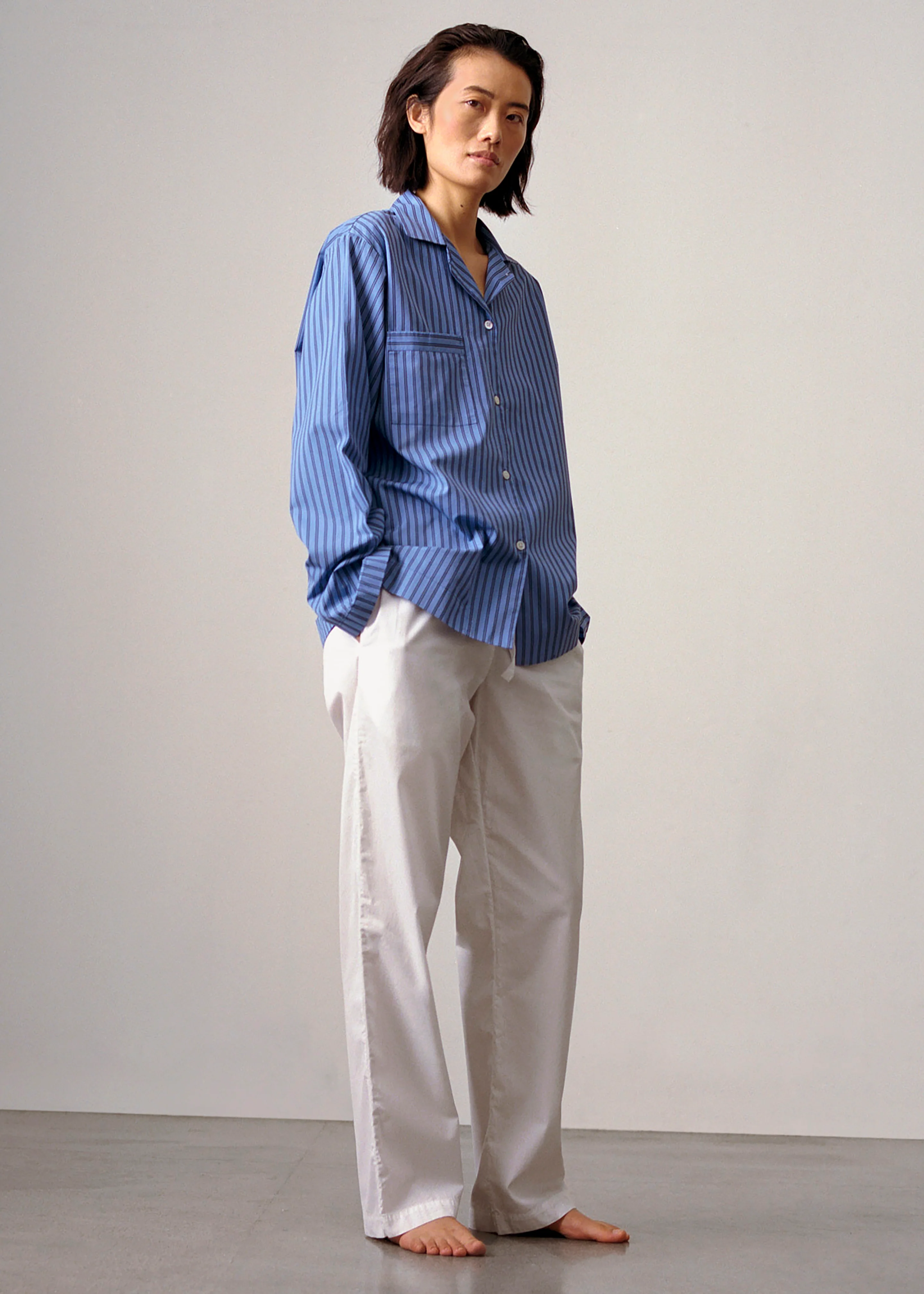 Tekla Poplin Pyjama Shirt - Boro Stripes - Image 2